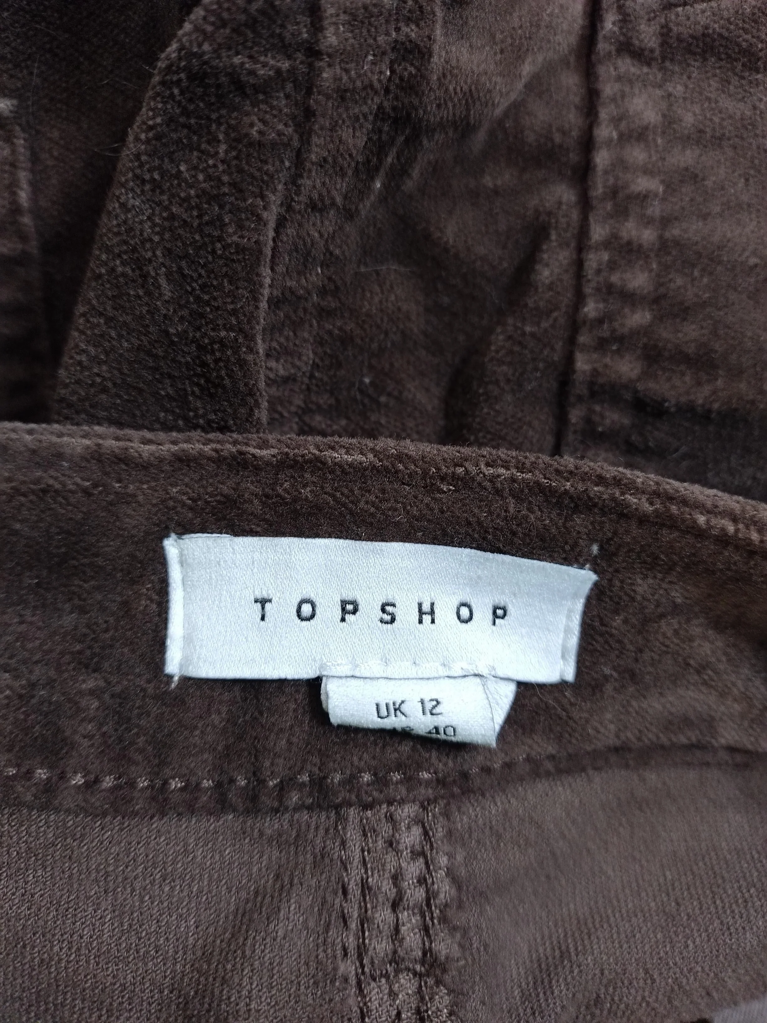 Topshop Women's Mini Skirt UK 12 Brown Cotton with Elastane Short Mini - Image 6
