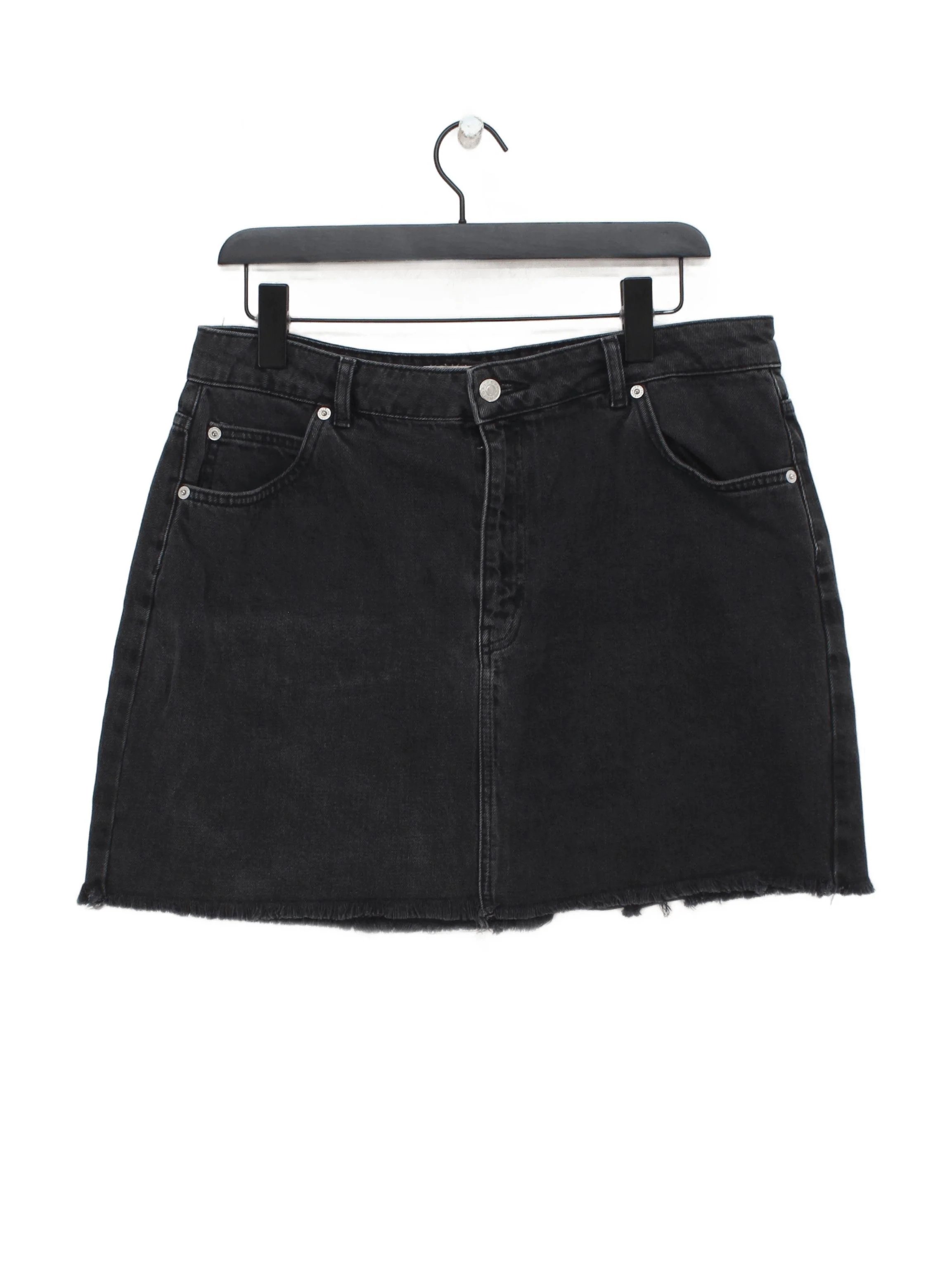 Topshop Women's Mini Skirt UK 16 Black 100% Cotton Short Mini