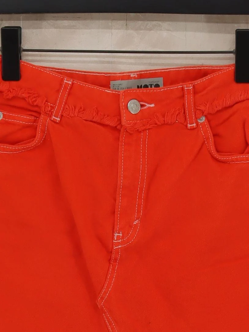 Topshop Women's Mini Skirt UK 8 Orange 100% Cotton Short Mini - Image 3
