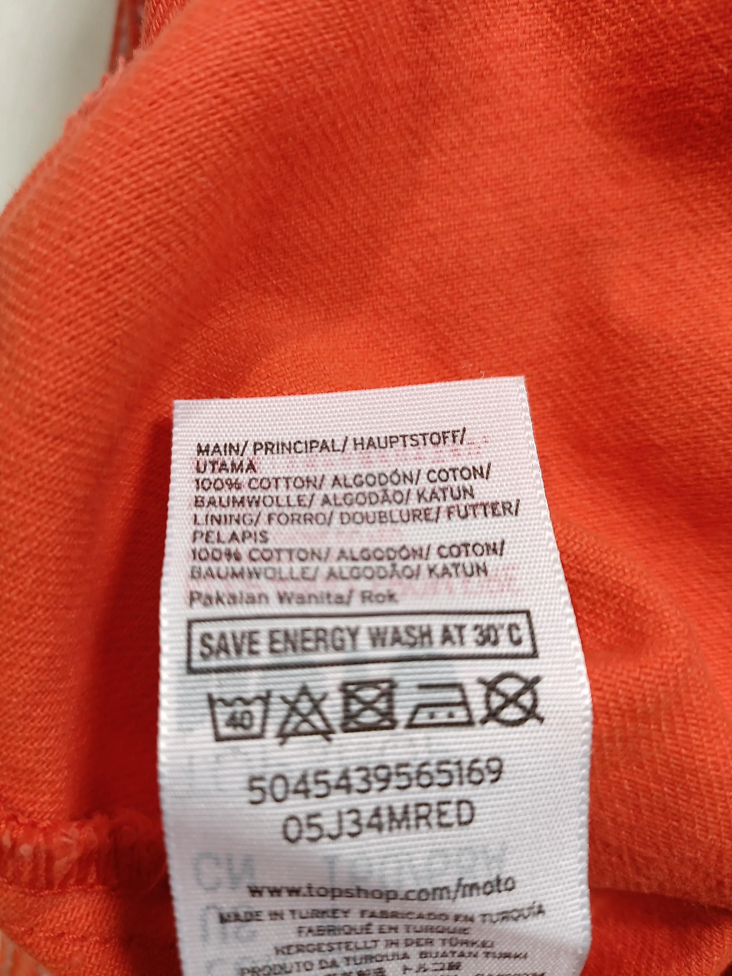 Topshop Women's Mini Skirt UK 8 Orange 100% Cotton Short Mini - Image 8