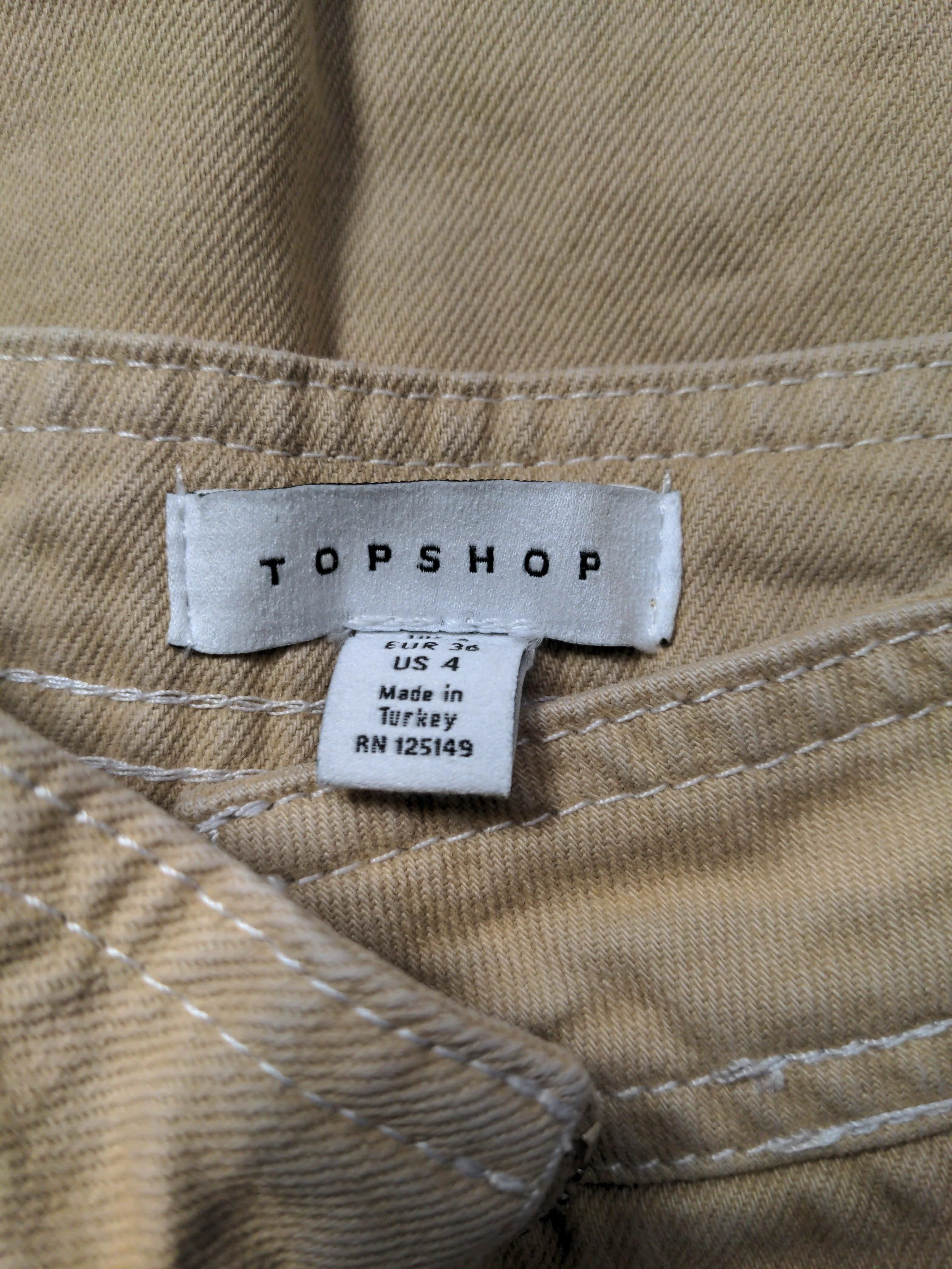 Topshop Women's Mini Skirt UK 8 Tan 100% Cotton Short Mini - Image 5