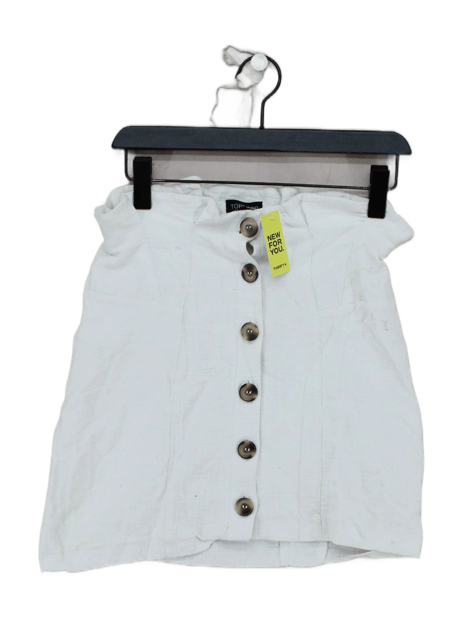 Topshop Women's Mini Skirt UK 8 White Cotton with Polyamide Short Mini