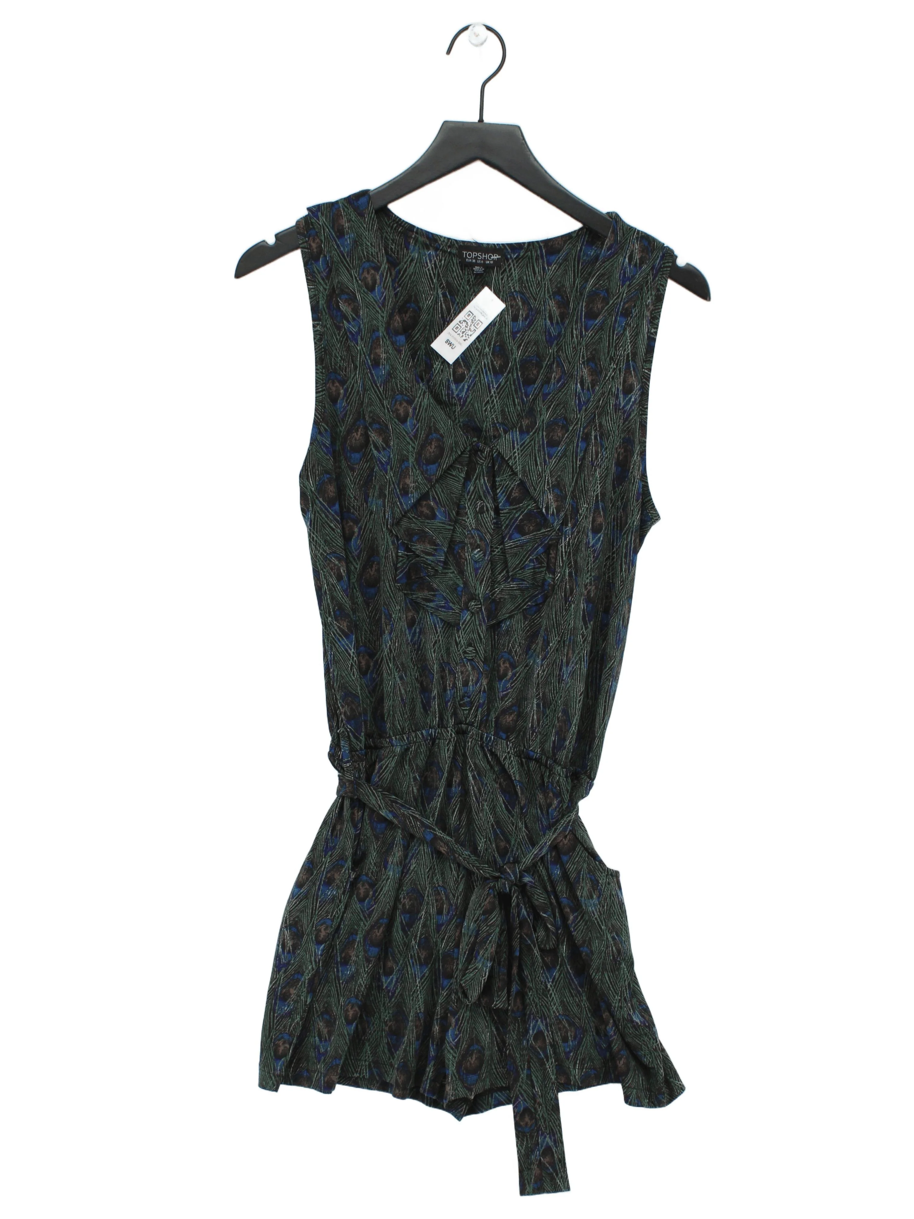 Topshop Women's Playsuit UK 10 Green Polyester with Elastane Playsuit