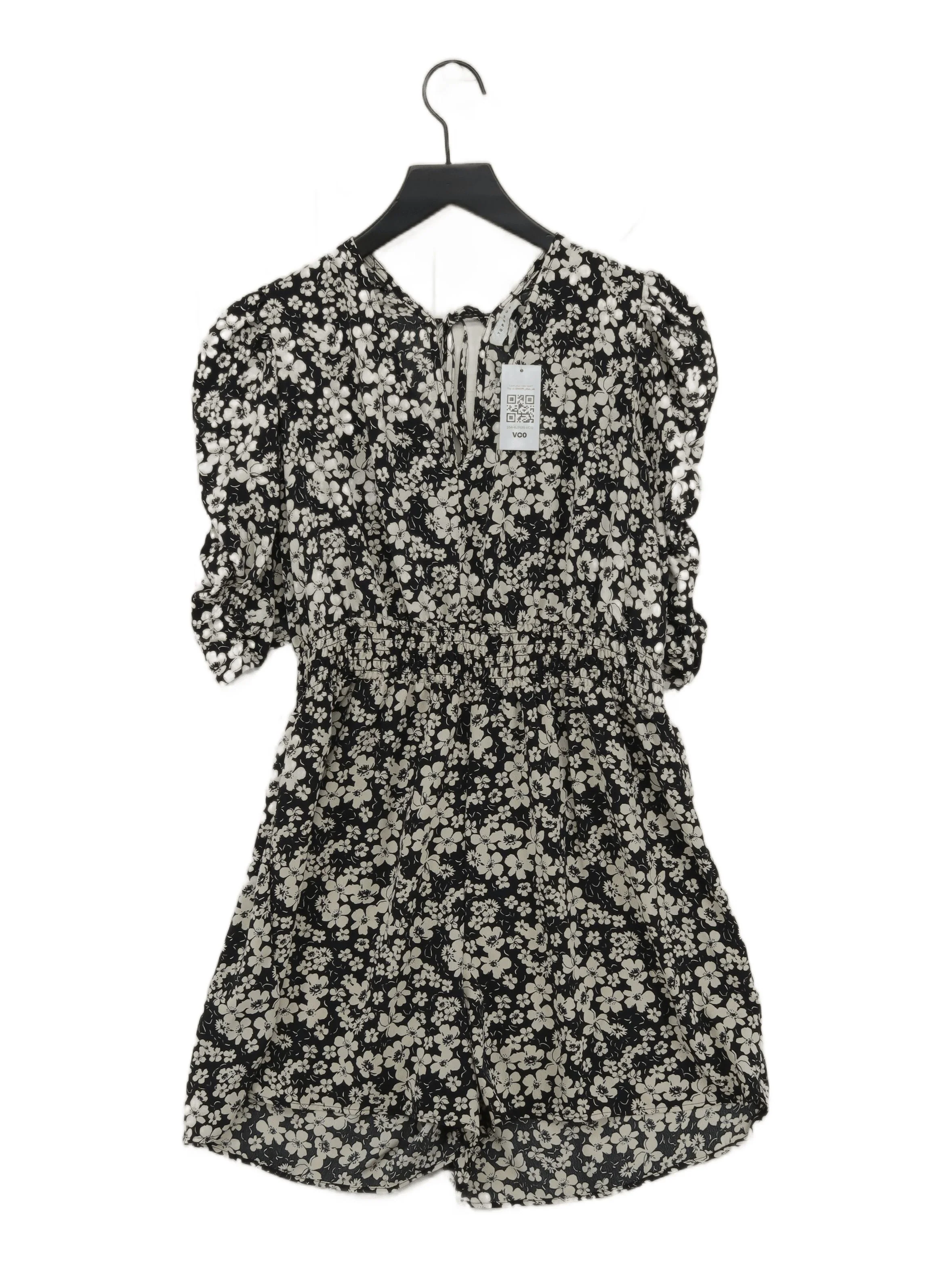 Topshop Women's Playsuit UK 14 Black Floral 100% Polyester Playsuit
