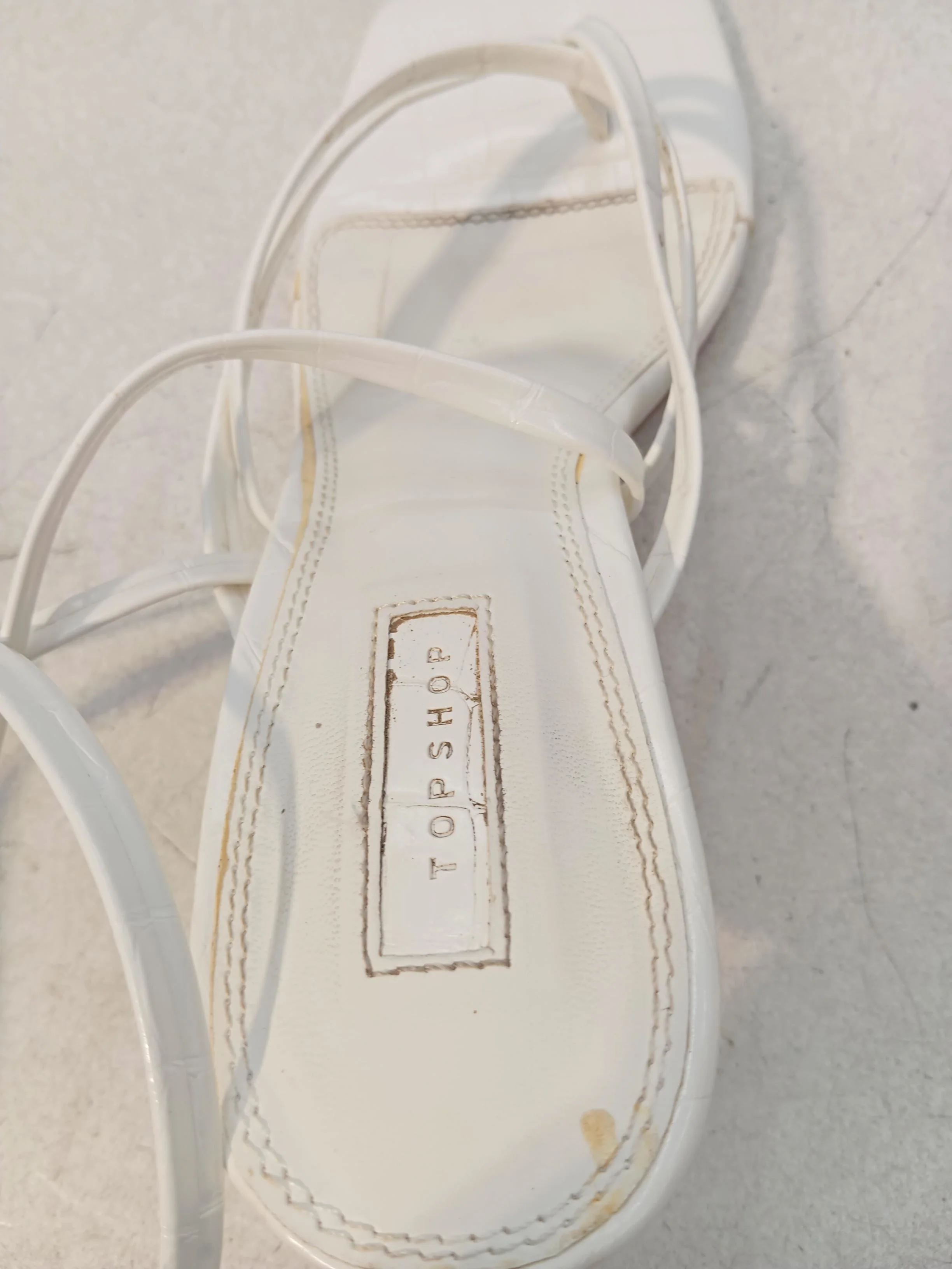 Topshop Women's Sandals UK 6 White 100% Faux Leather Strappy - Image 6