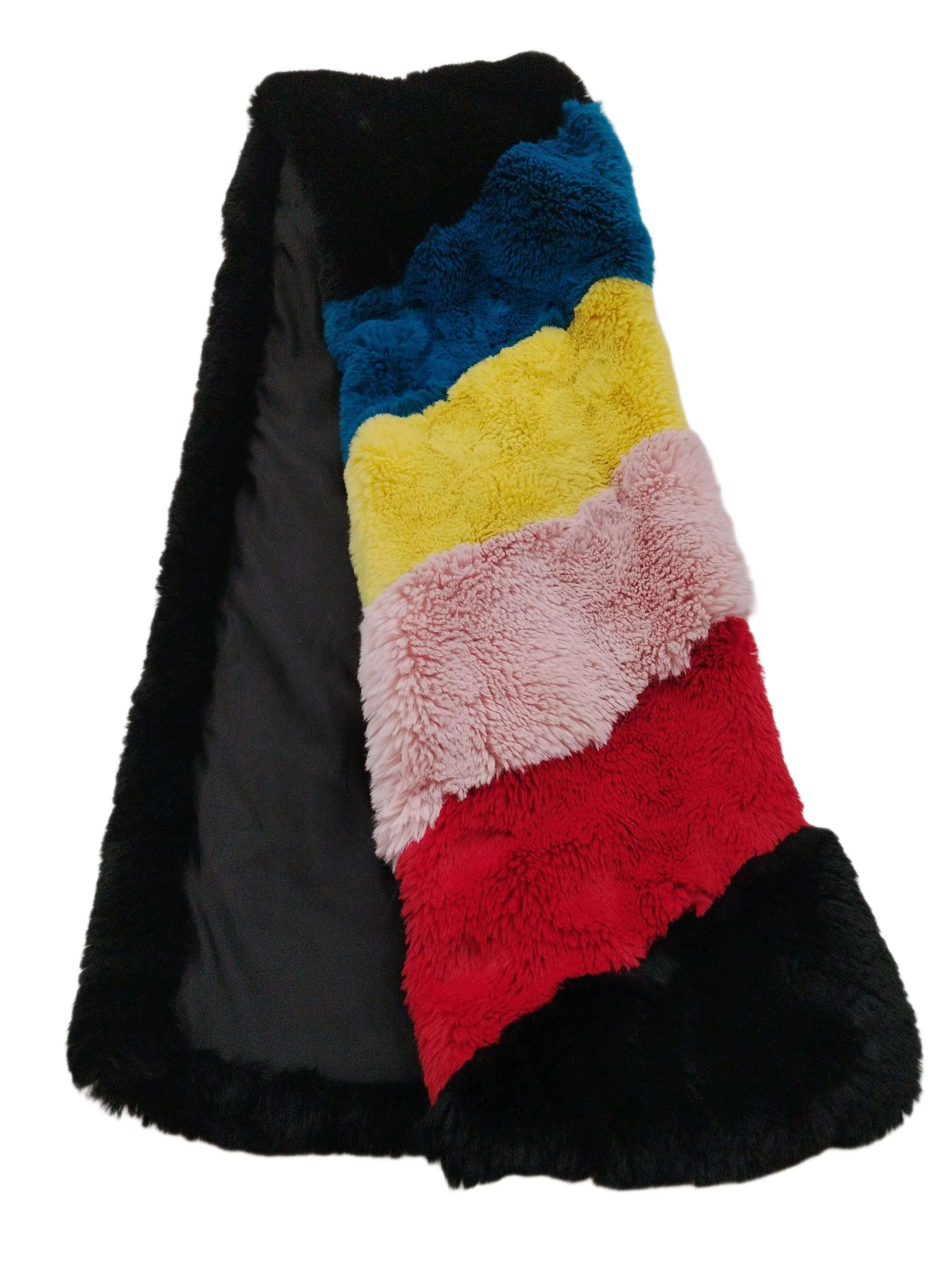 Topshop Women's Scarf Multi Striped 100% Faux Fur Rectangle Scarf