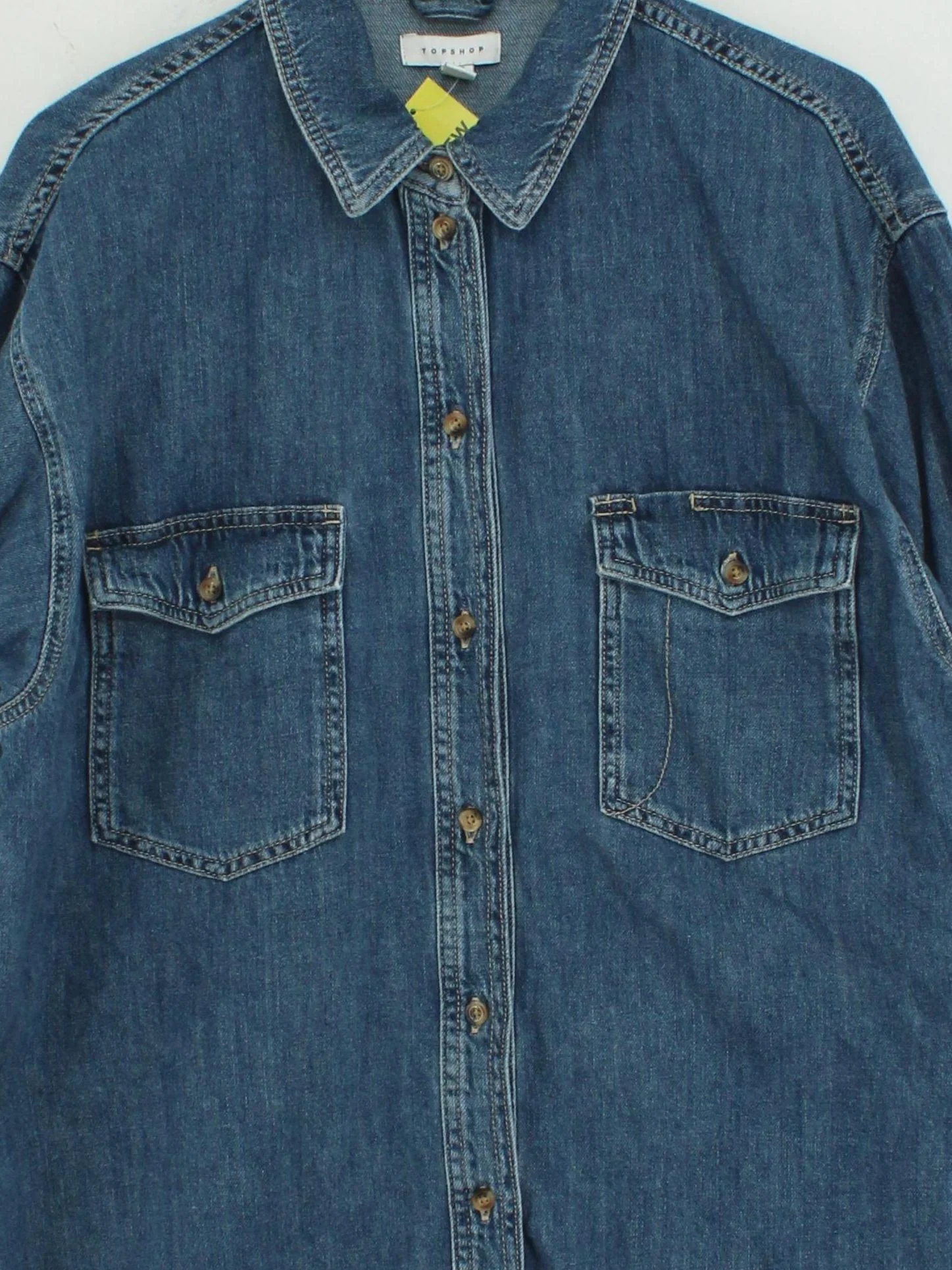 Topshop Women's Shirt UK 10 Blue 100% Cotton Long Sleeve Collared Basic - Image 3