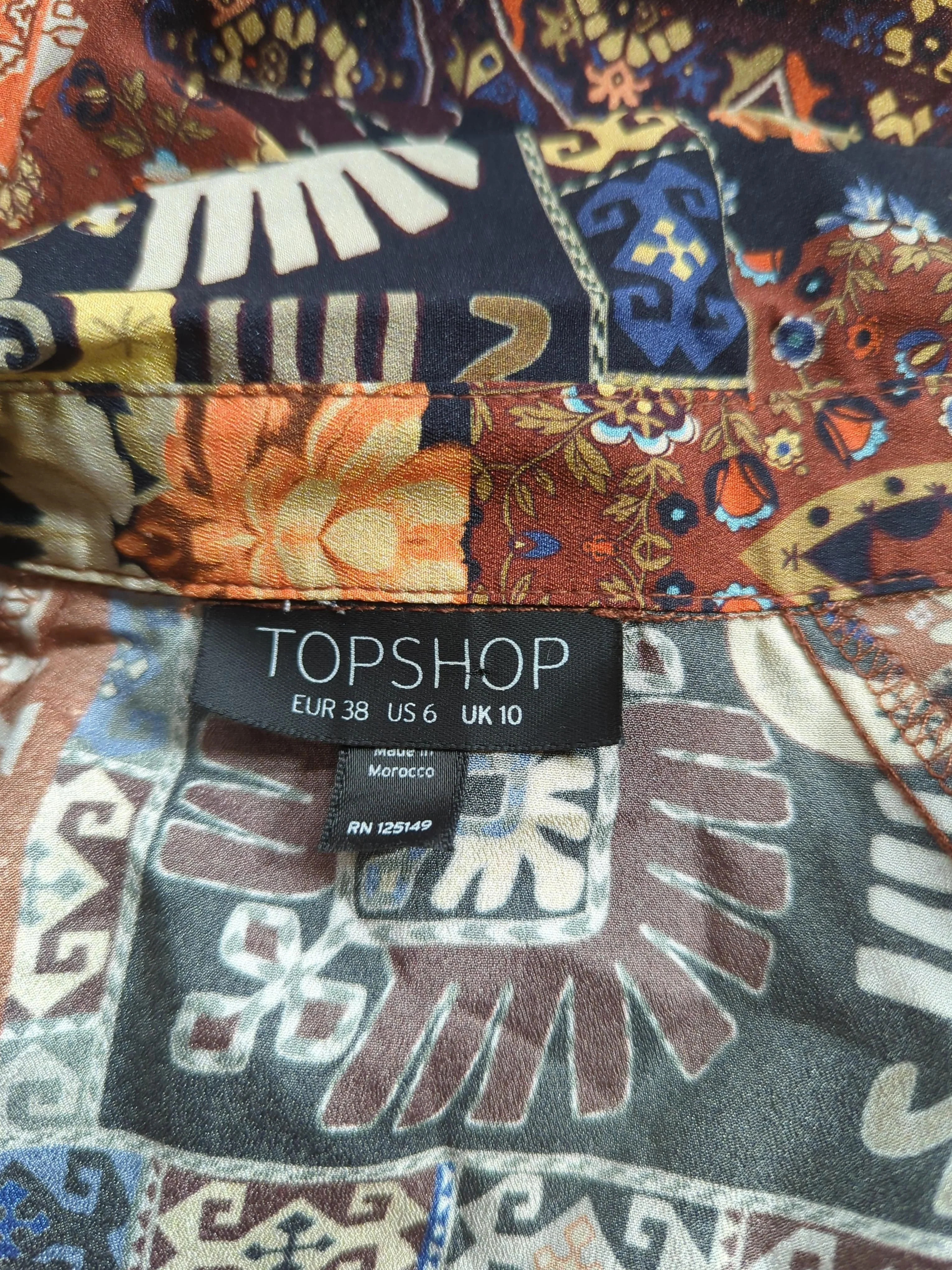 Topshop Women's Shirt UK 10 Multi 100% Polyester Short Sleeve Collared Basic - Image 5