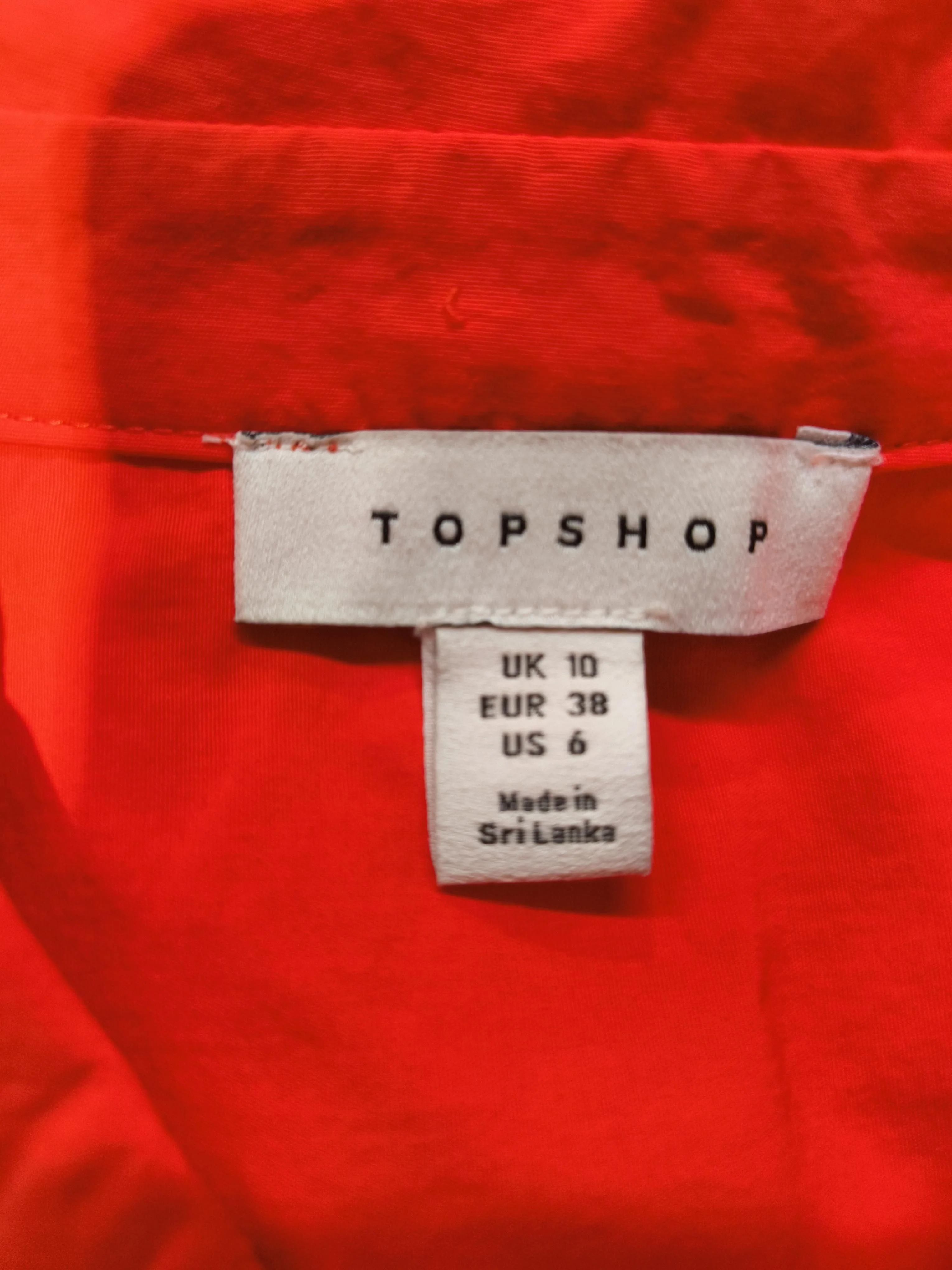 Topshop Women's Shirt UK 10 Red 100% Nylon Short Sleeve Collared Basic - Image 5