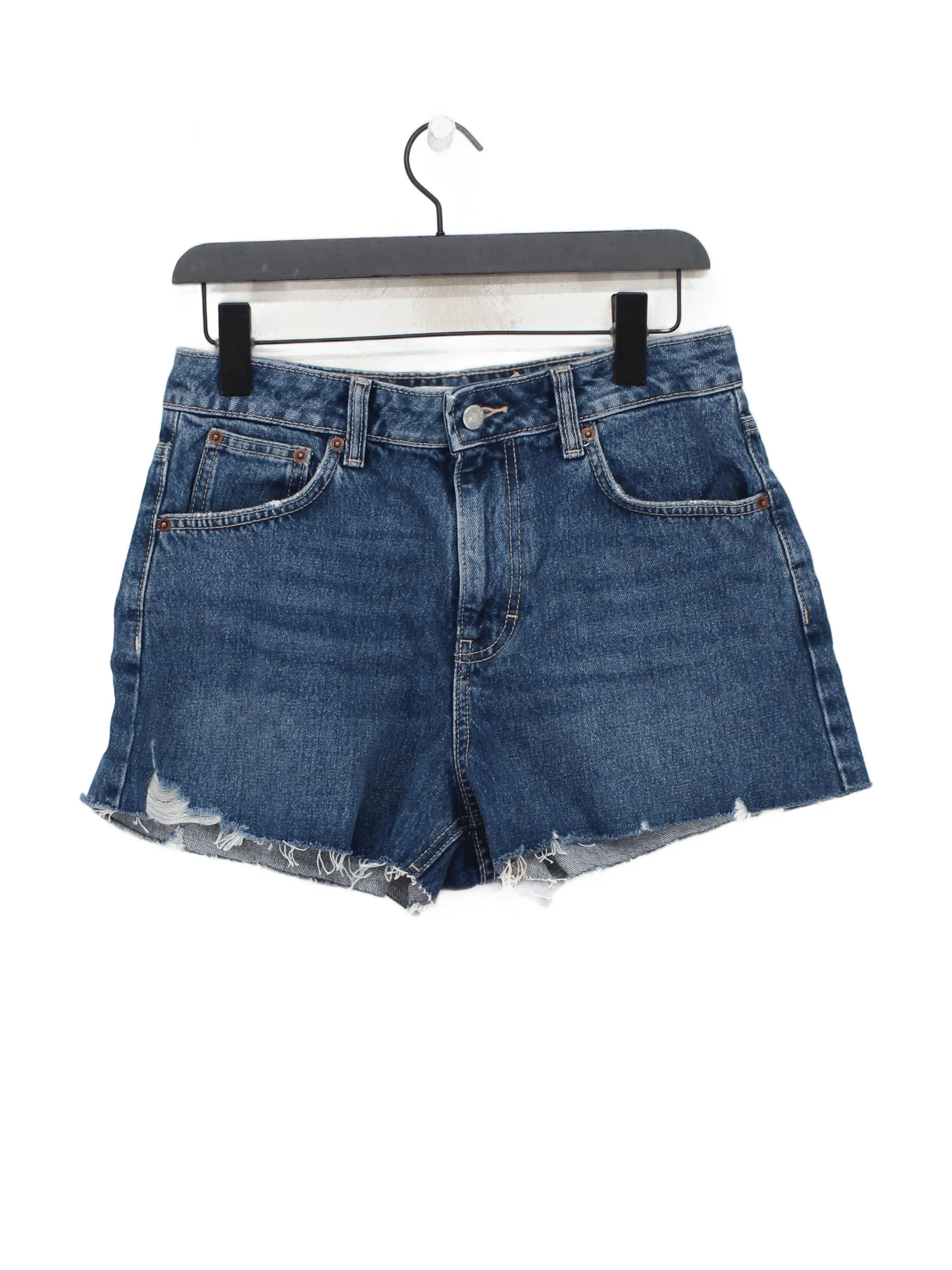Topshop Women's Shorts UK 10 Blue 100% Cotton Cut-Off