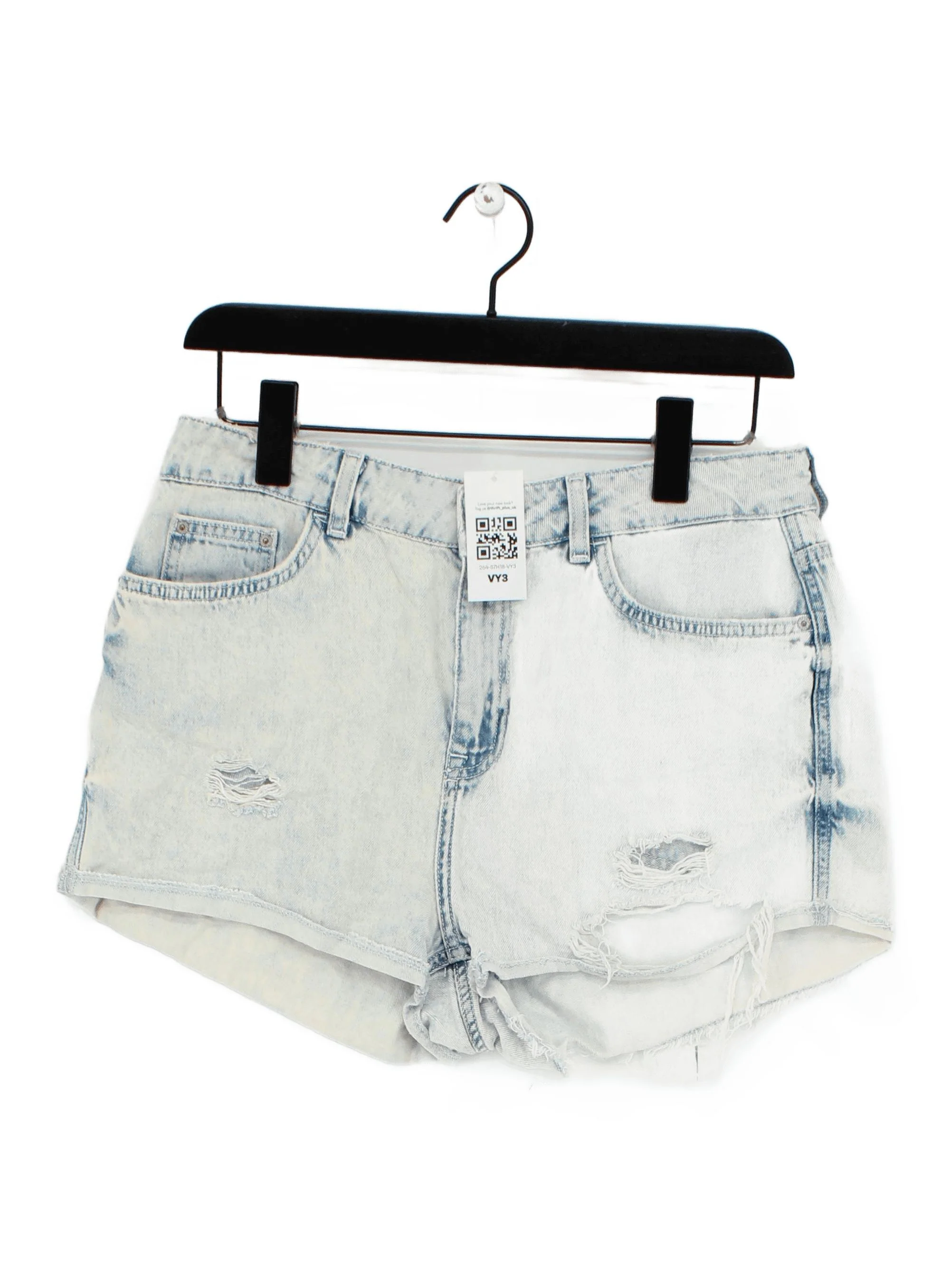 Topshop Women's Shorts UK 12 Blue 100% Cotton Cut-Off