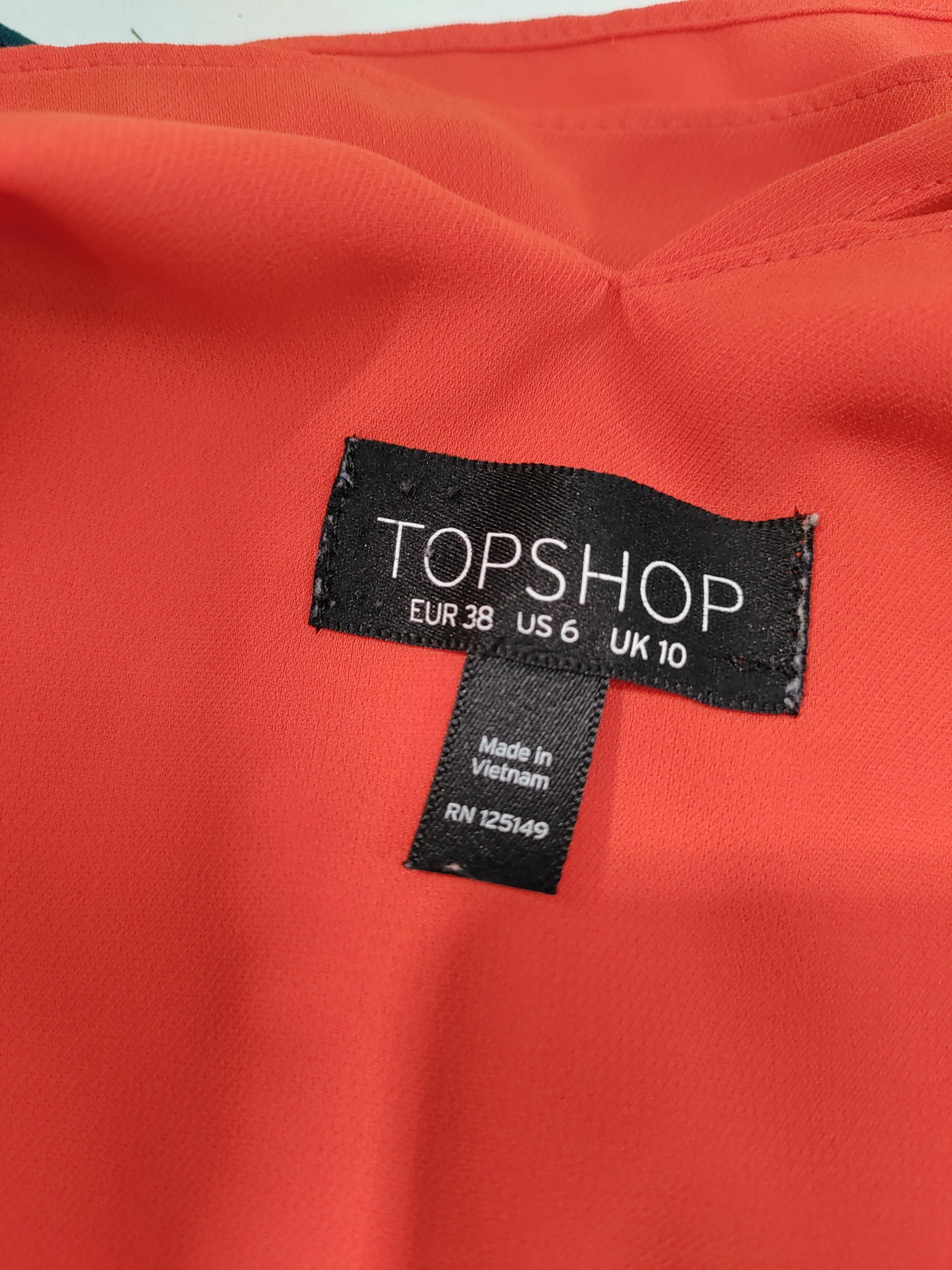 Topshop Women's T-Shirt M Orange 100% Polyester Sleeveless V-Neck Camisole - Image 5