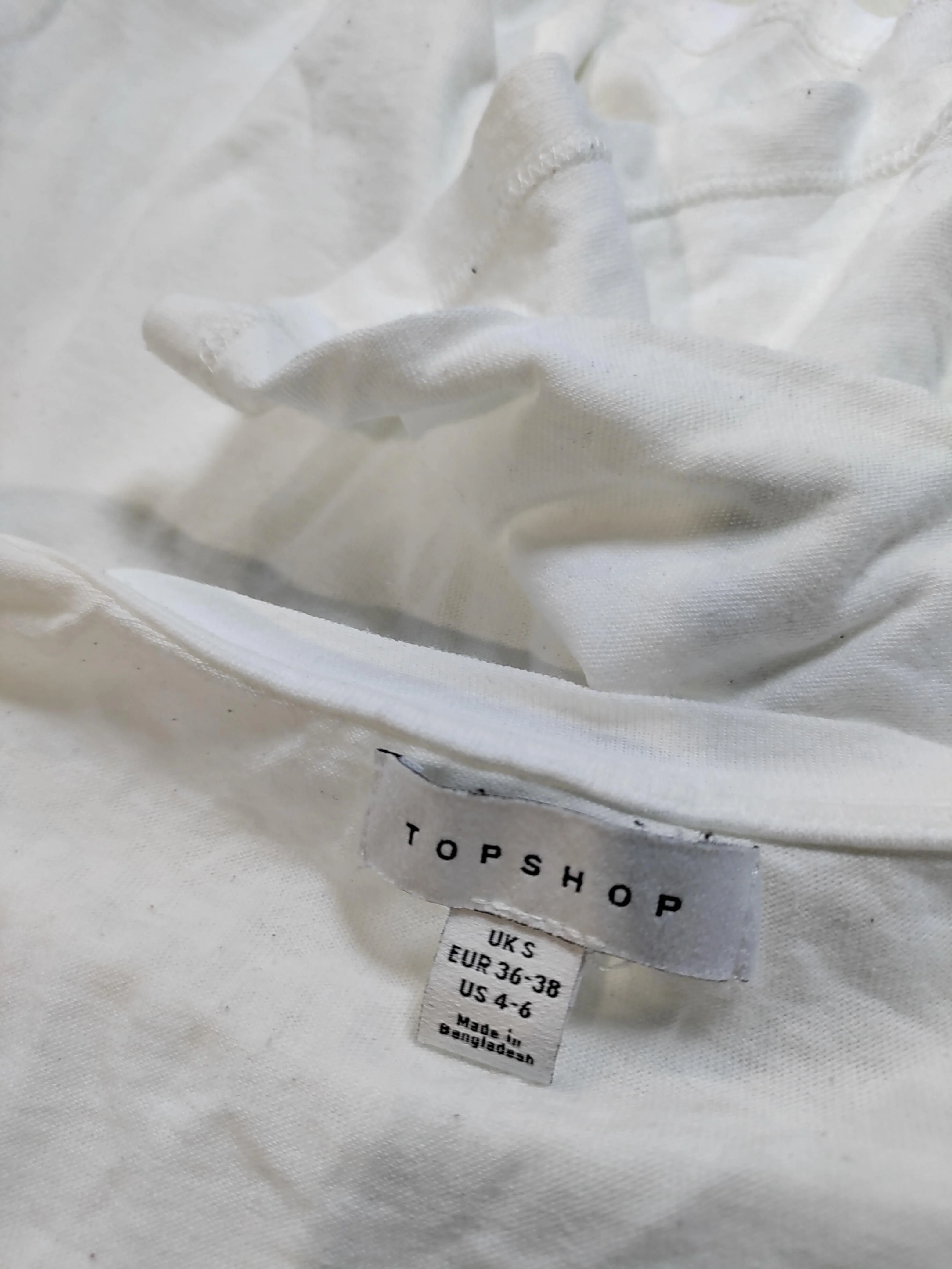 Topshop Women's T-Shirt S White 100% Other Short Sleeve Round Neck Basic - Image 6