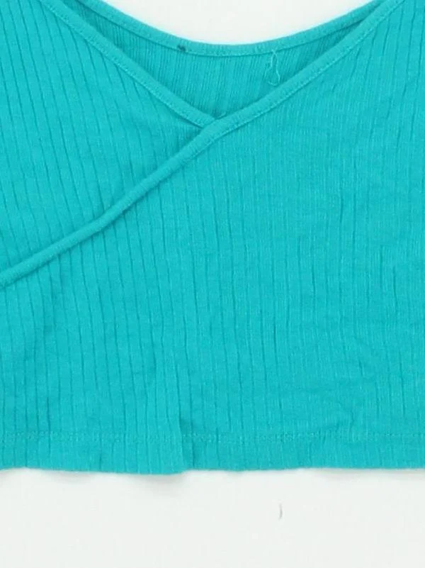 Topshop Women's T-Shirt UK 10 Blue 100% Cotton Sleeveless V-Neck Camisole - Image 4