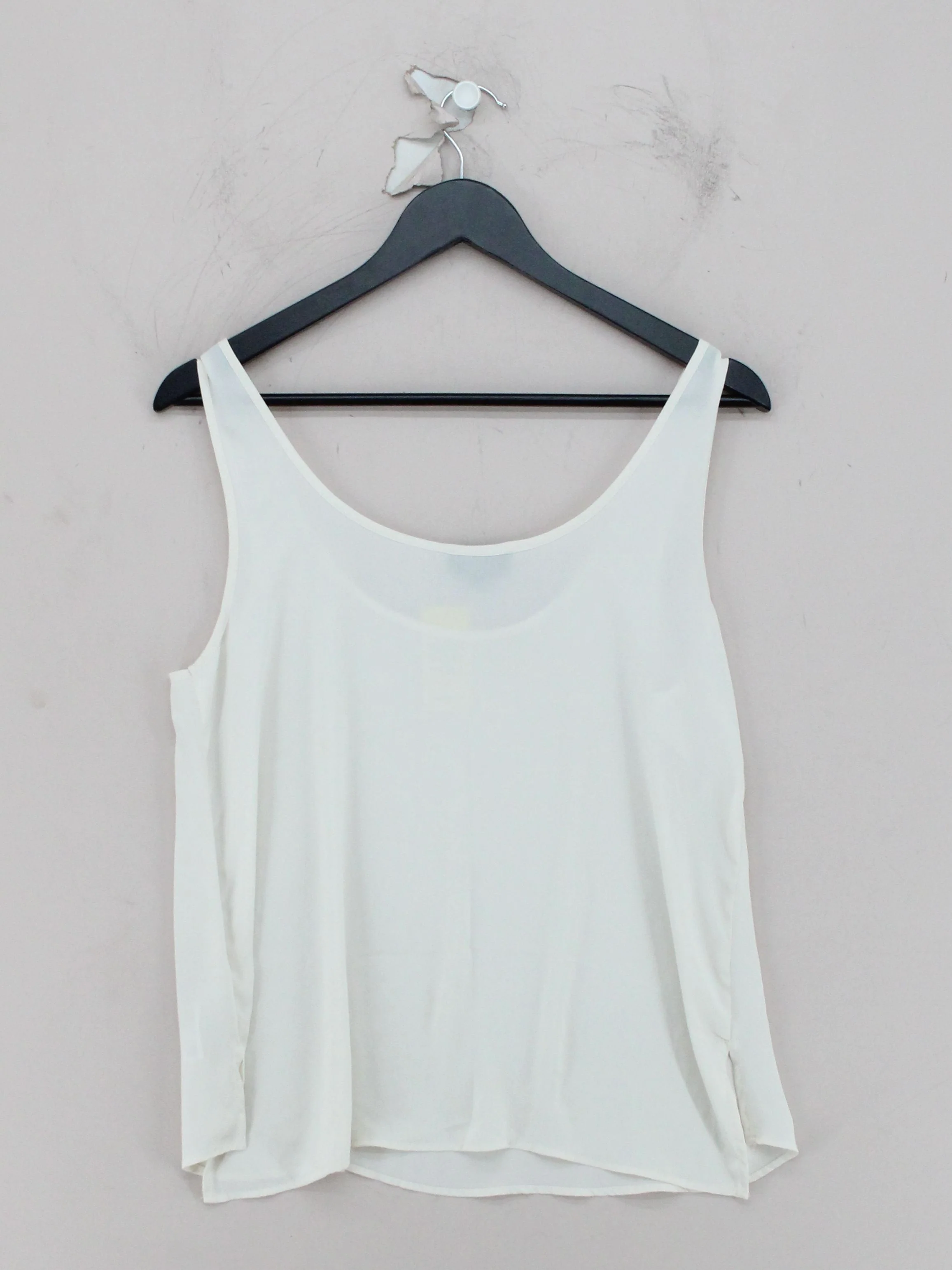 Topshop Women's T-Shirt UK 10 Cream 100% Polyester Sleeveless Round Neck Basic - Image 2
