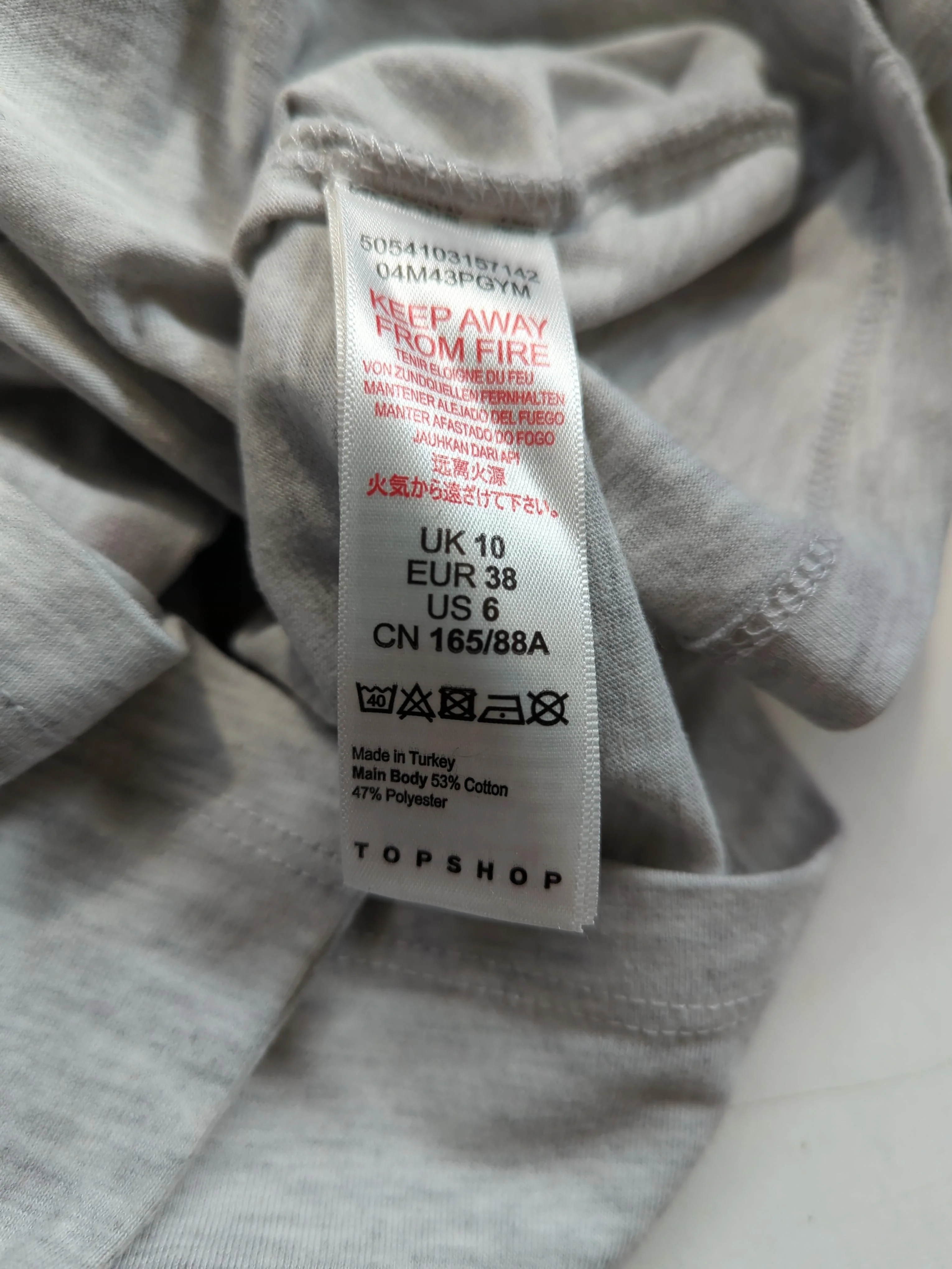 Topshop Women's T-Shirt UK 10 Grey Cotton with Polyester Basic - Image 7