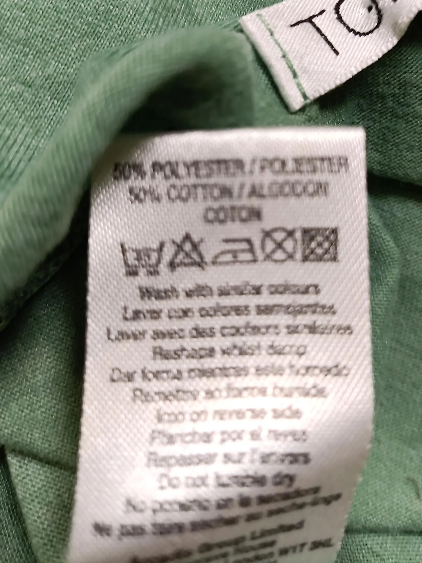 Topshop Women's T-Shirt UK 12 Green Polyester with Cotton Basic - Image 6