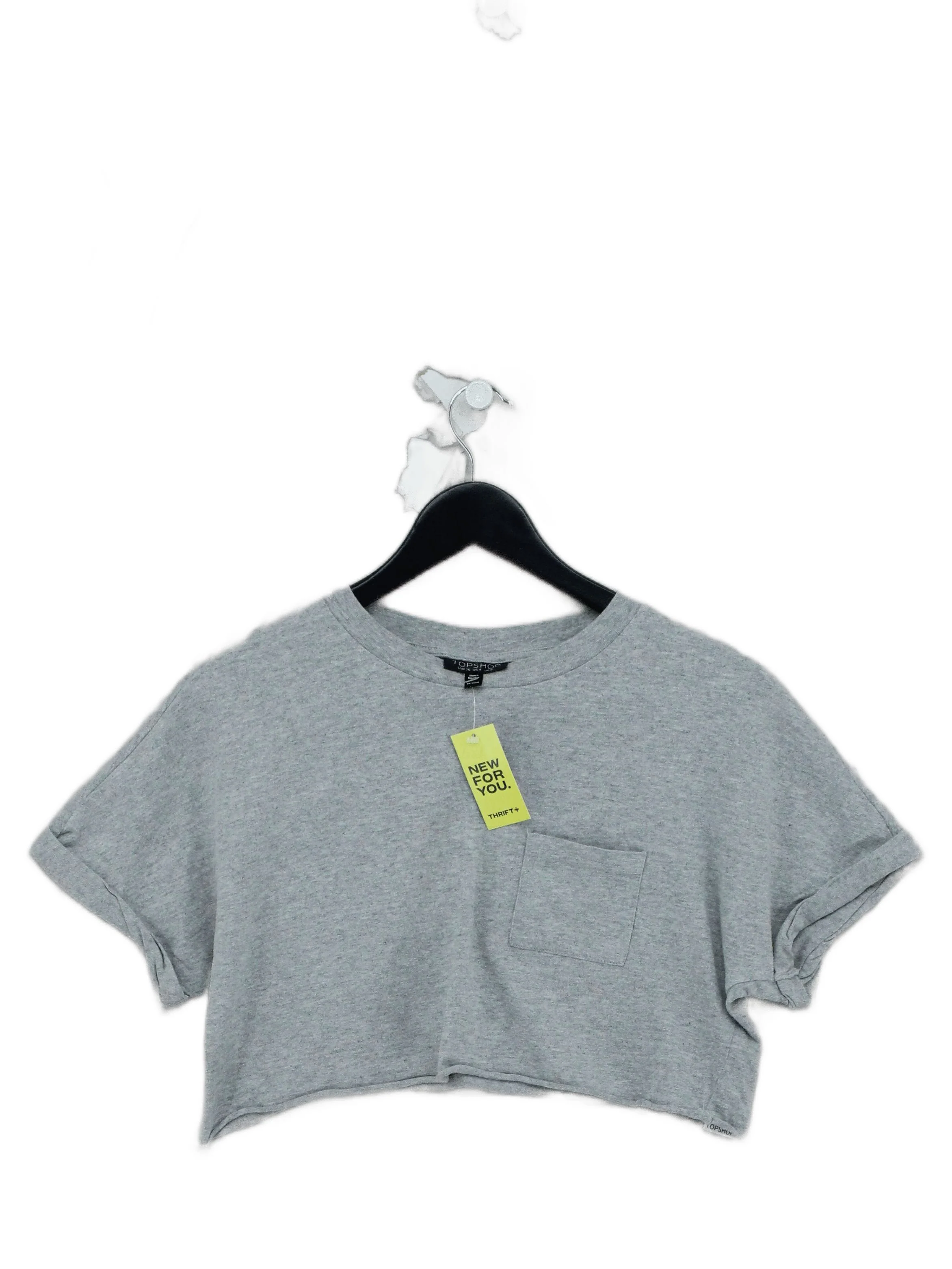 Topshop Women's T-Shirt UK 8 Grey Cotton with Polyester Basic