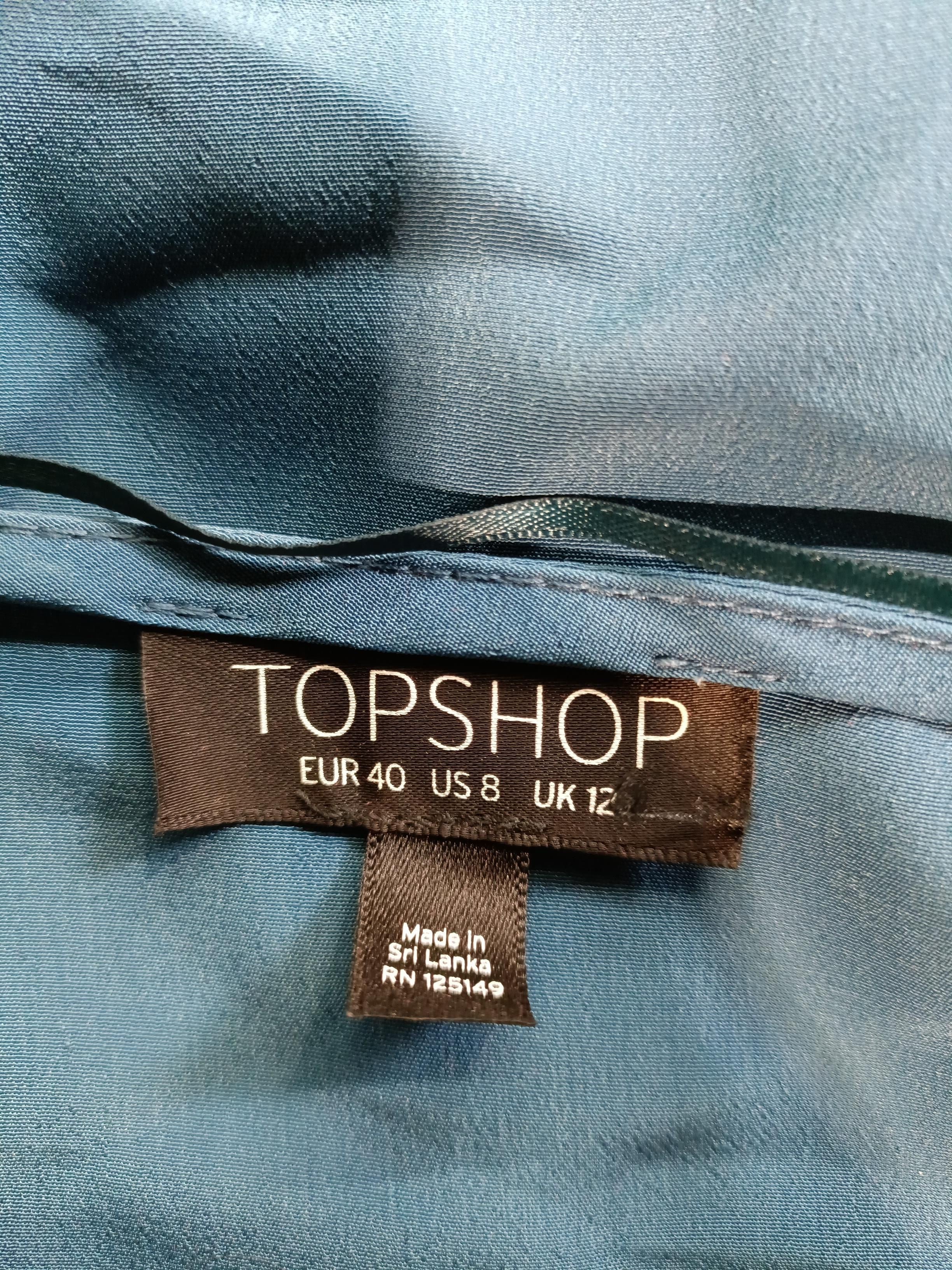 Topshop Women's Top M Blue 100% Polyester Long Sleeve V-Neck Basic - Image 6