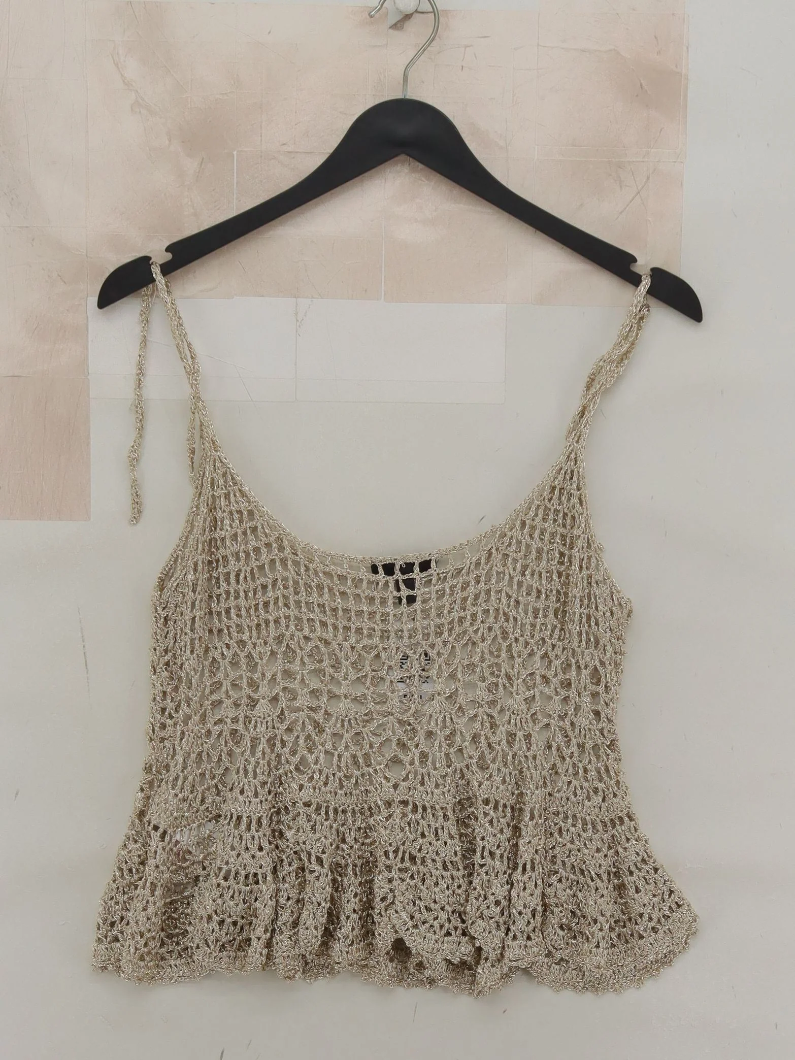 Topshop Women's Top S Gold 100% Other Sleeveless V-Neck Cropped - Image 2
