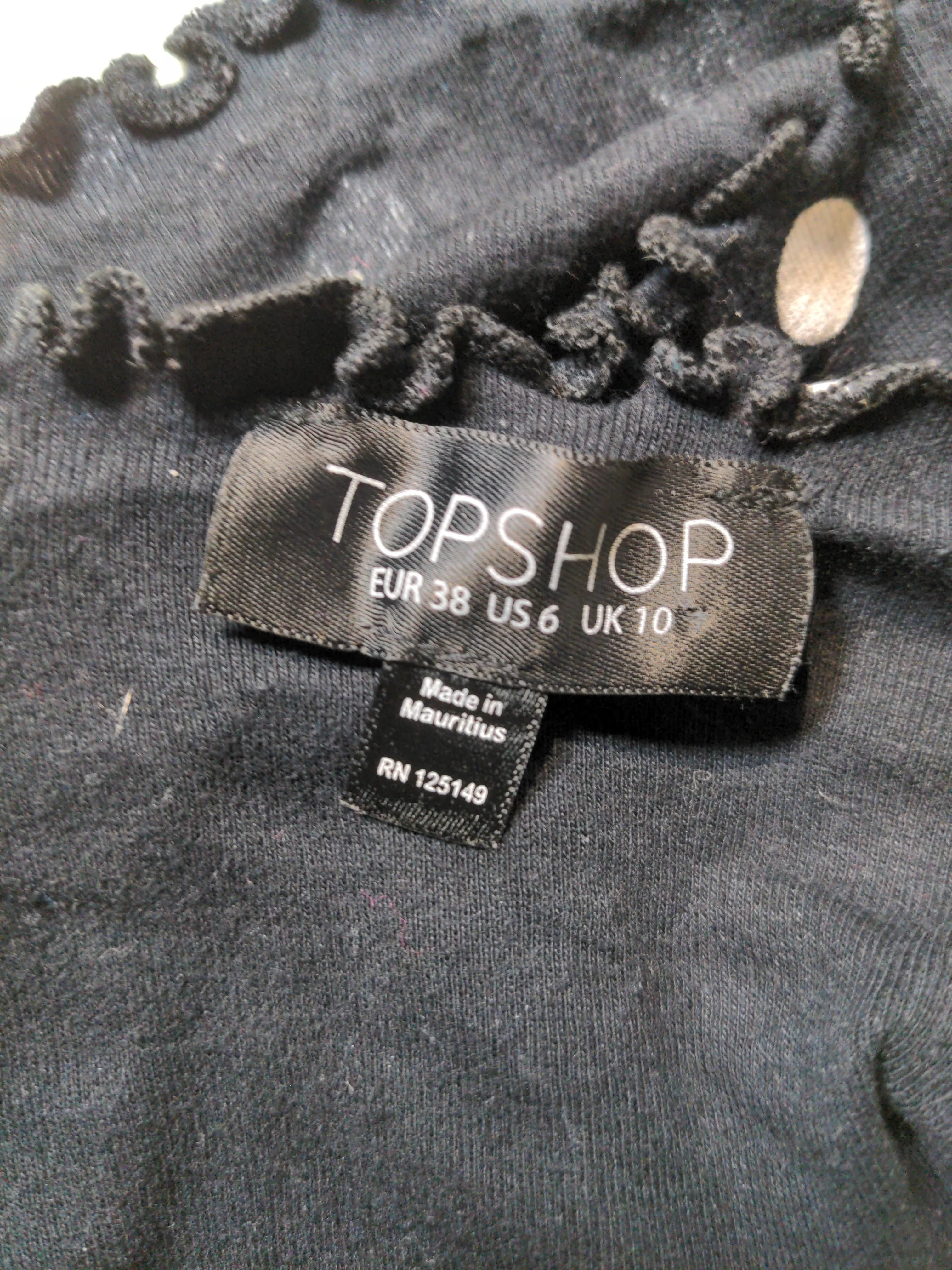 Topshop Women's Top UK 10 Black 100% Cotton Cropped - Image 5