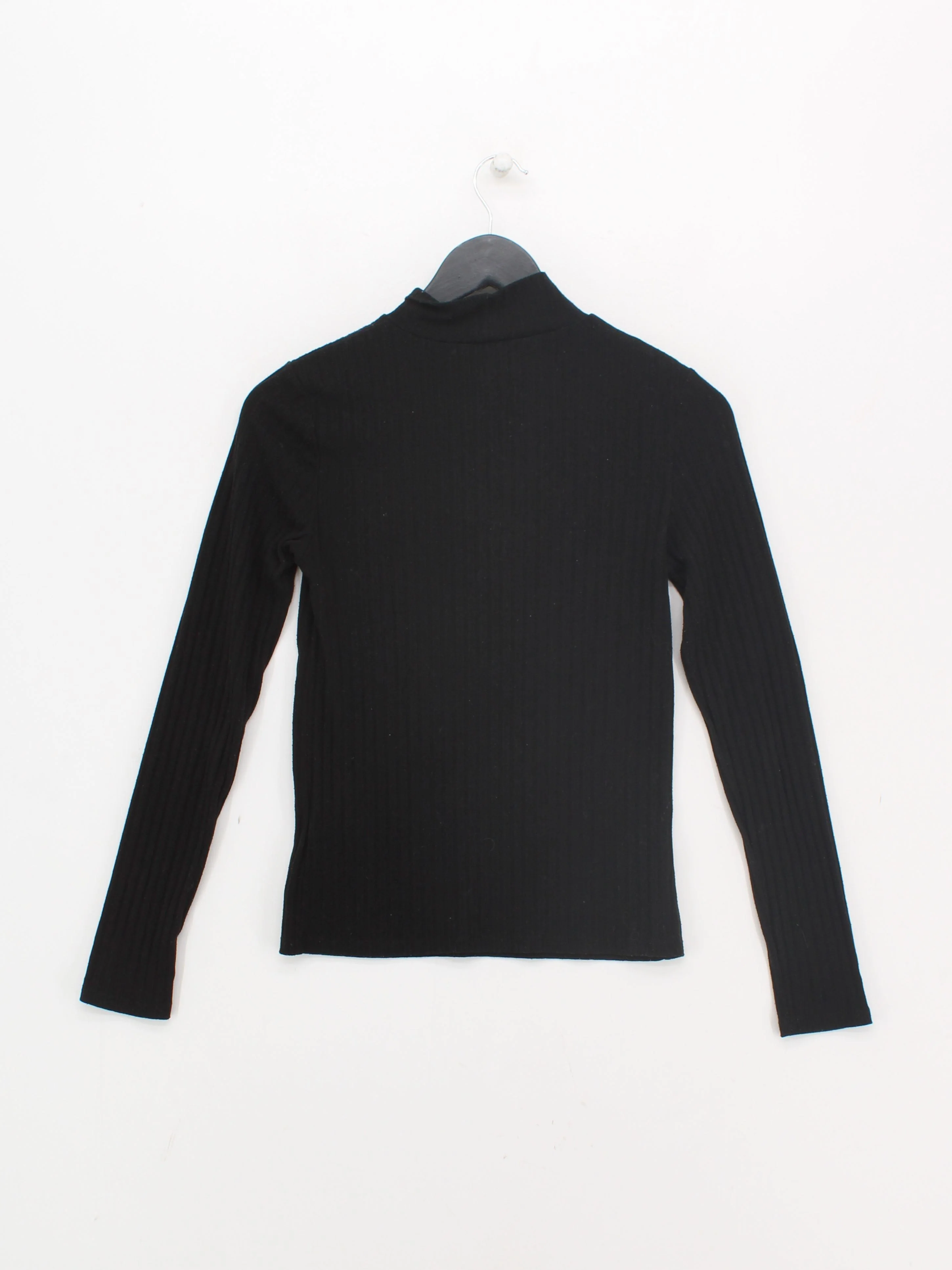 Topshop Women's Top UK 12 Black Polyester with Viscose, Elastane Basic - Image 2