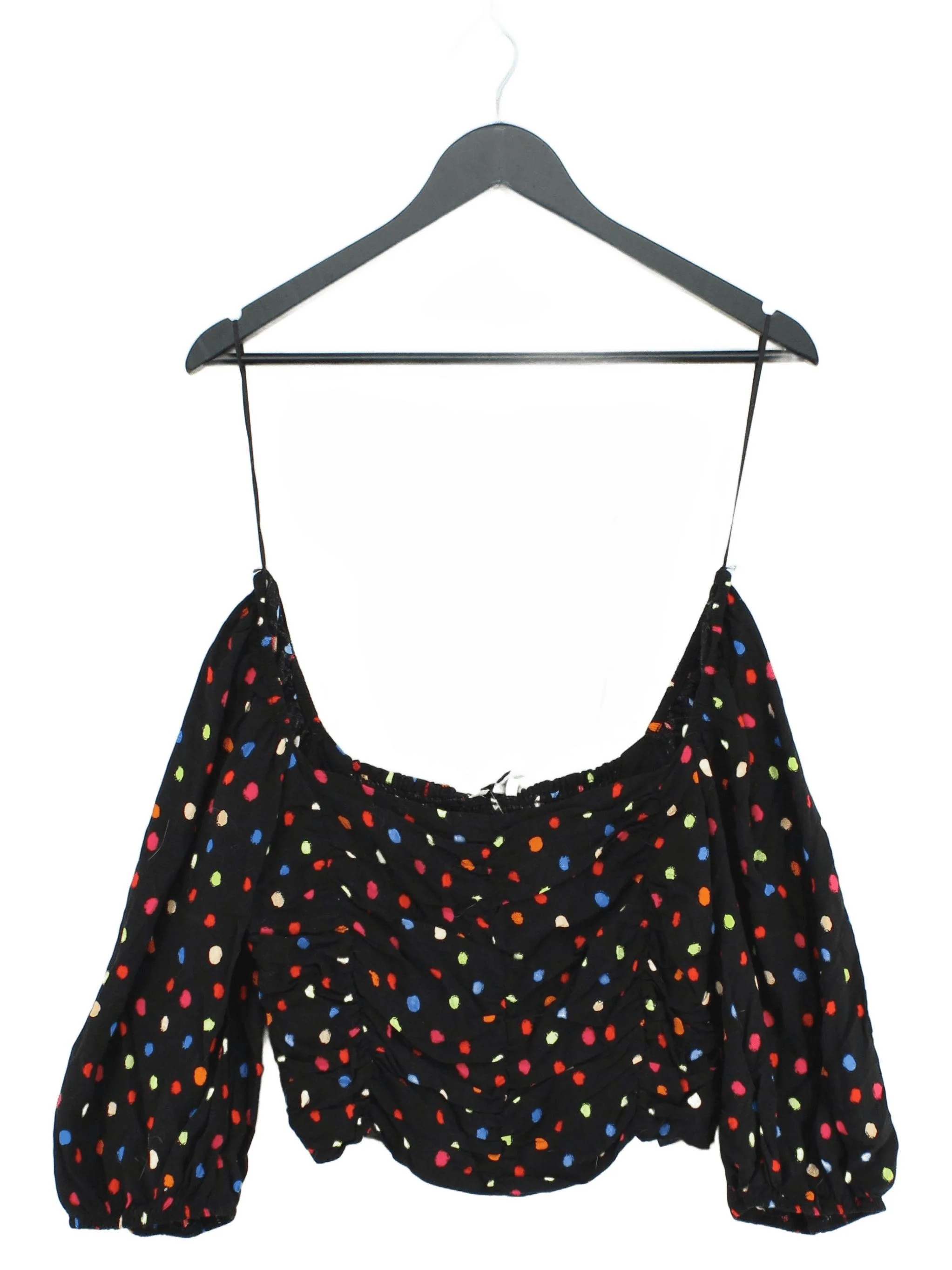 Topshop Women's Top UK 14 Black 100% Viscose Cropped