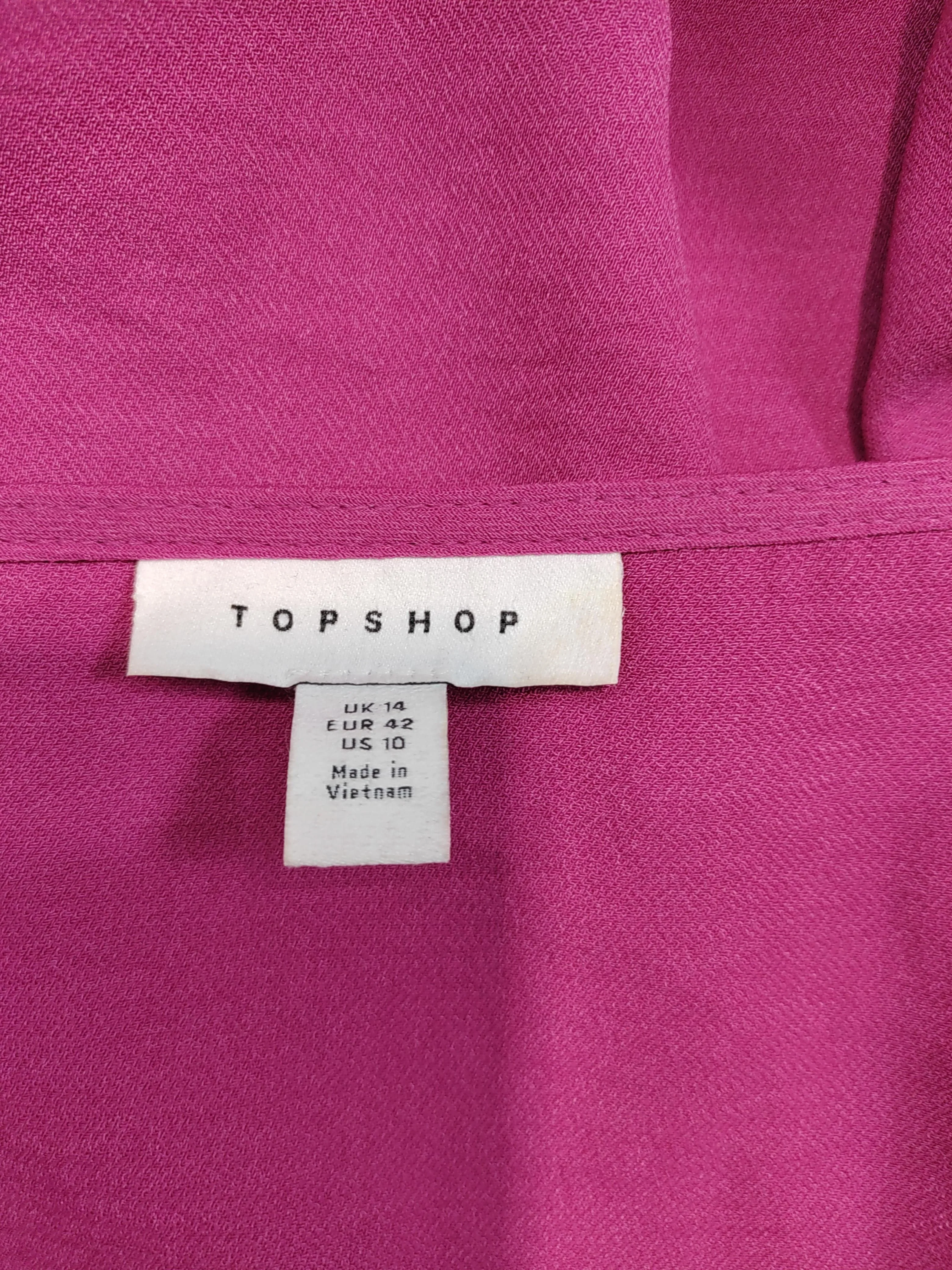 Topshop Women's Top UK 14 Pink 100% Polyester Long Sleeve V-Neck Basic - Image 5