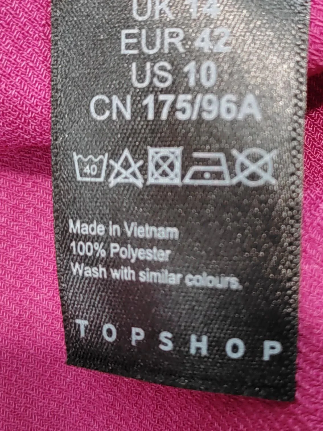 Topshop Women's Top UK 14 Pink 100% Polyester Long Sleeve V-Neck Basic - Image 6