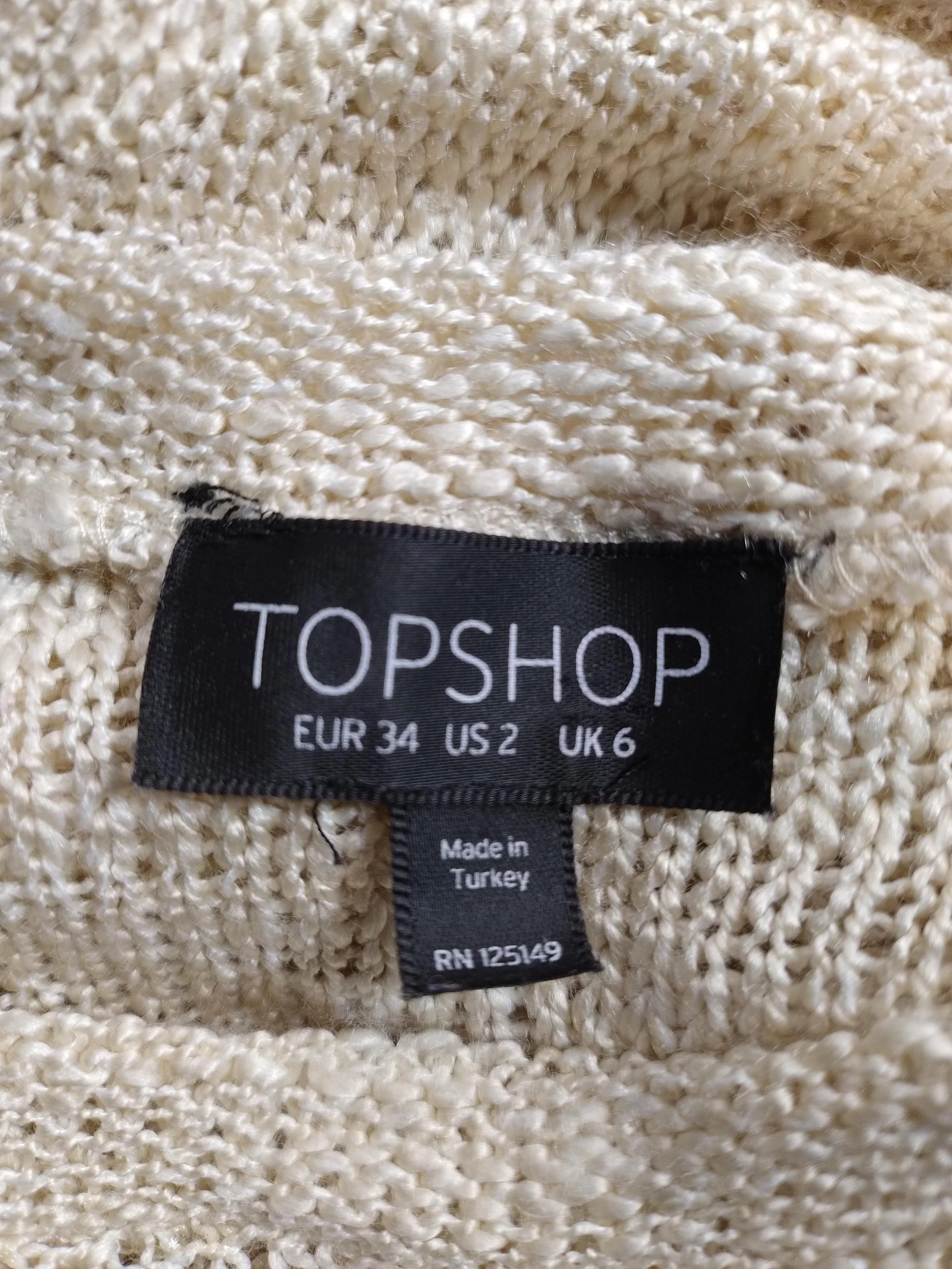Topshop Women's Top UK 6 Cream Acrylic with Polyester Basic - Image 5