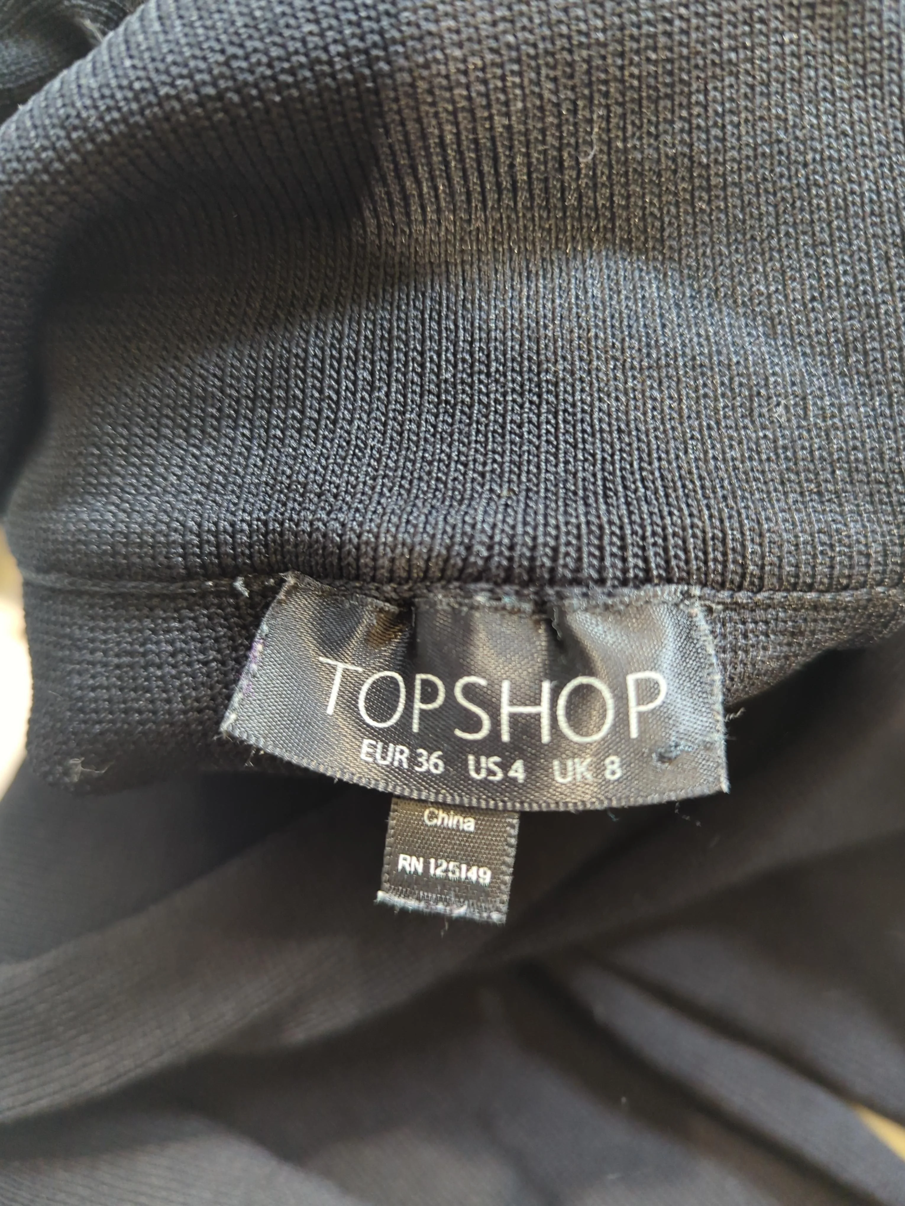 Topshop Women's Top UK 8 Black Viscose with Nylon, Elastane Basic - Image 5