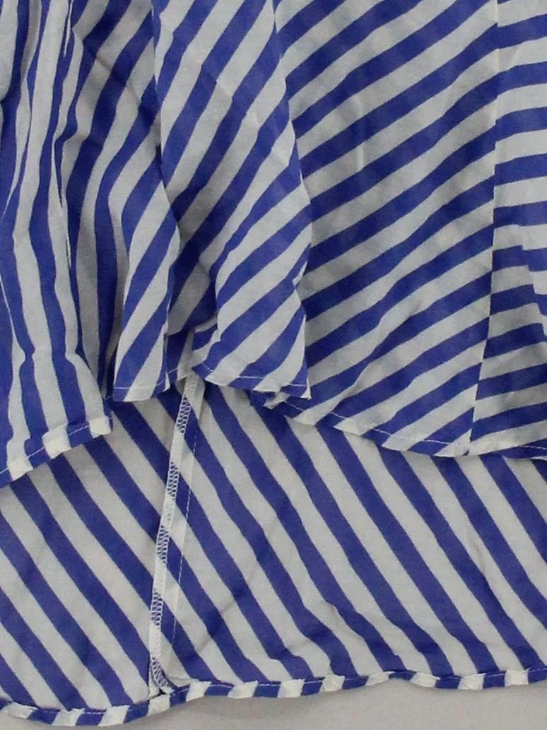 Topshop Women's Top UK 8 Blue Striped 100% Other Sleeveless Round Neck Basic - Image 4
