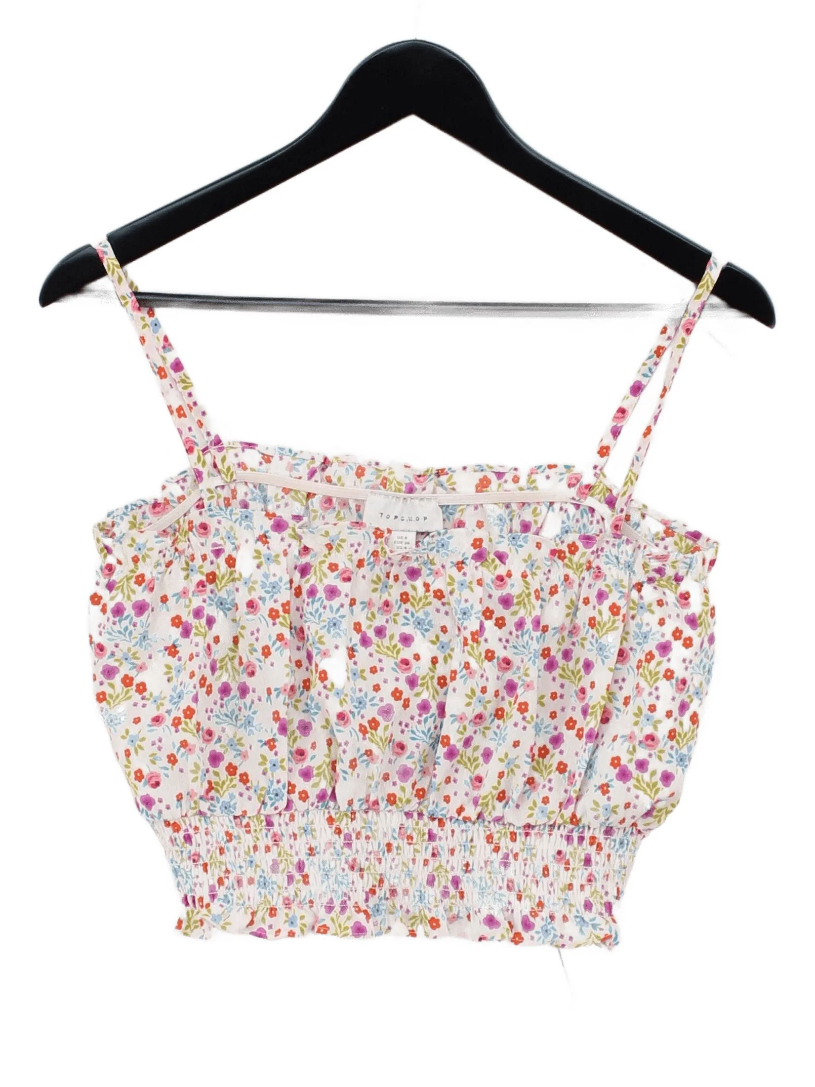 Topshop Women's Top UK 8 Multi 100% Polyester Cropped