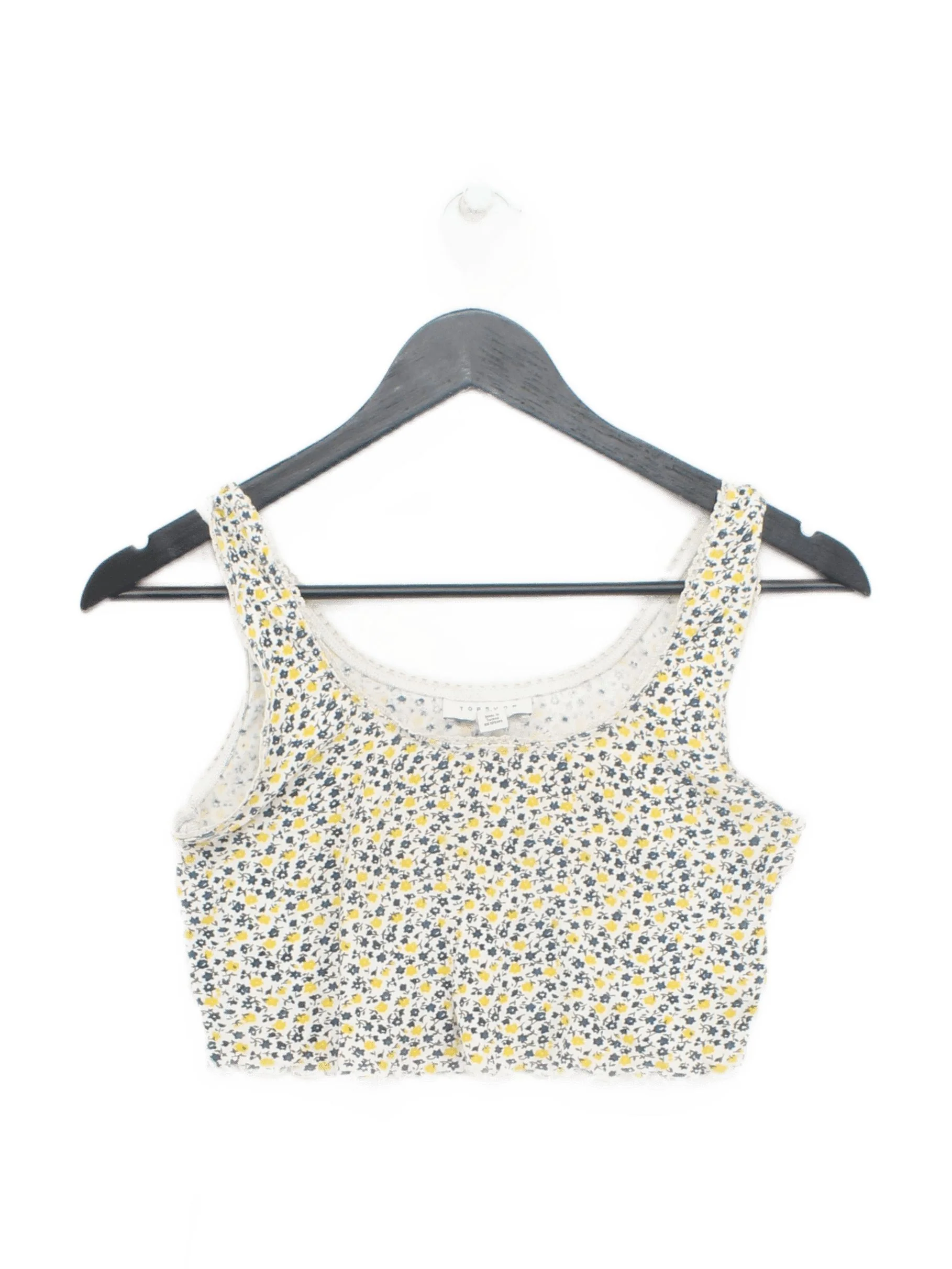Topshop Women's Top UK 8 Multi Cotton with Elastane, Polyamide Cropped