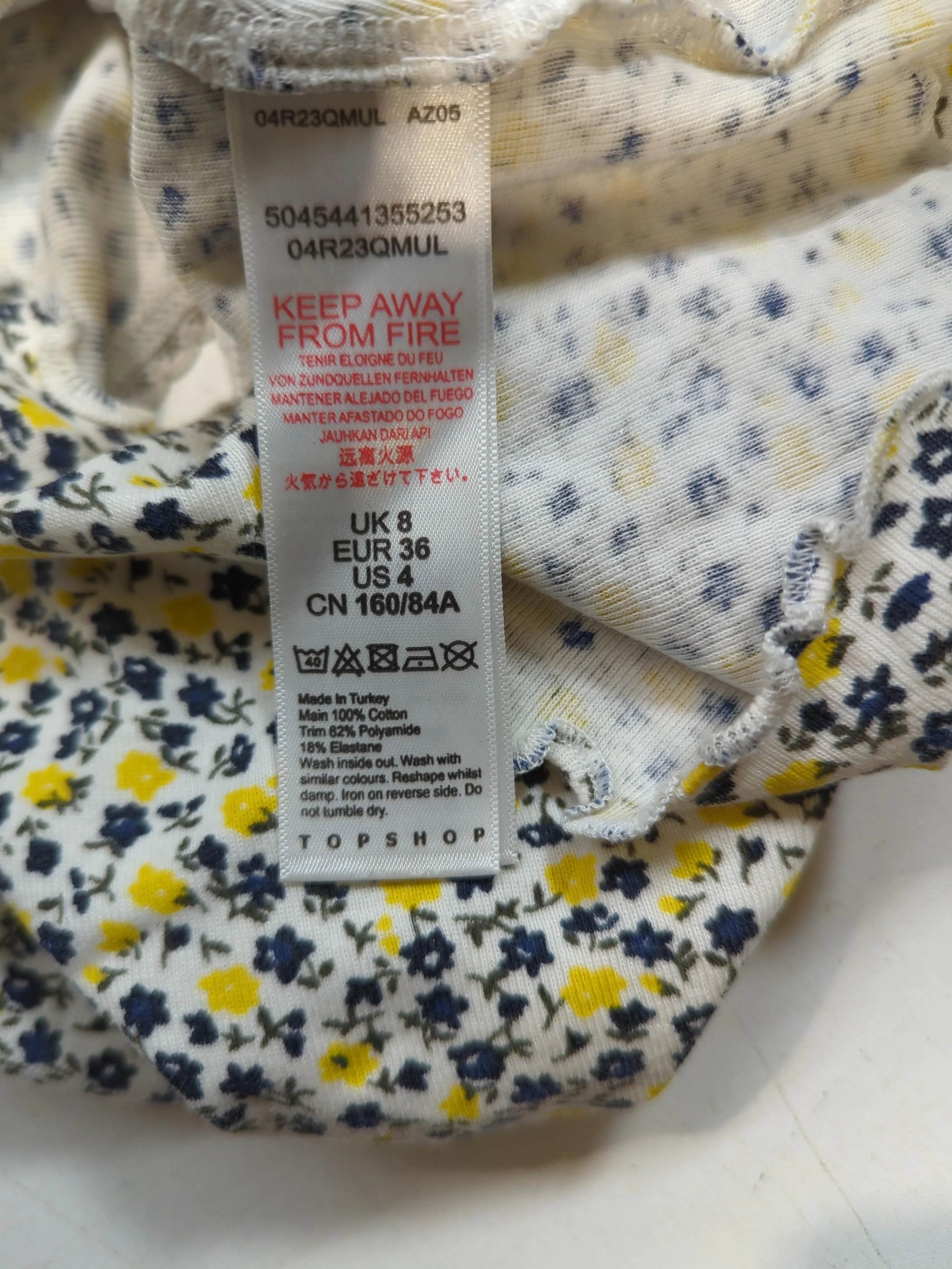Topshop Women's Top UK 8 Multi Cotton with Elastane, Polyamide Cropped - Image 6