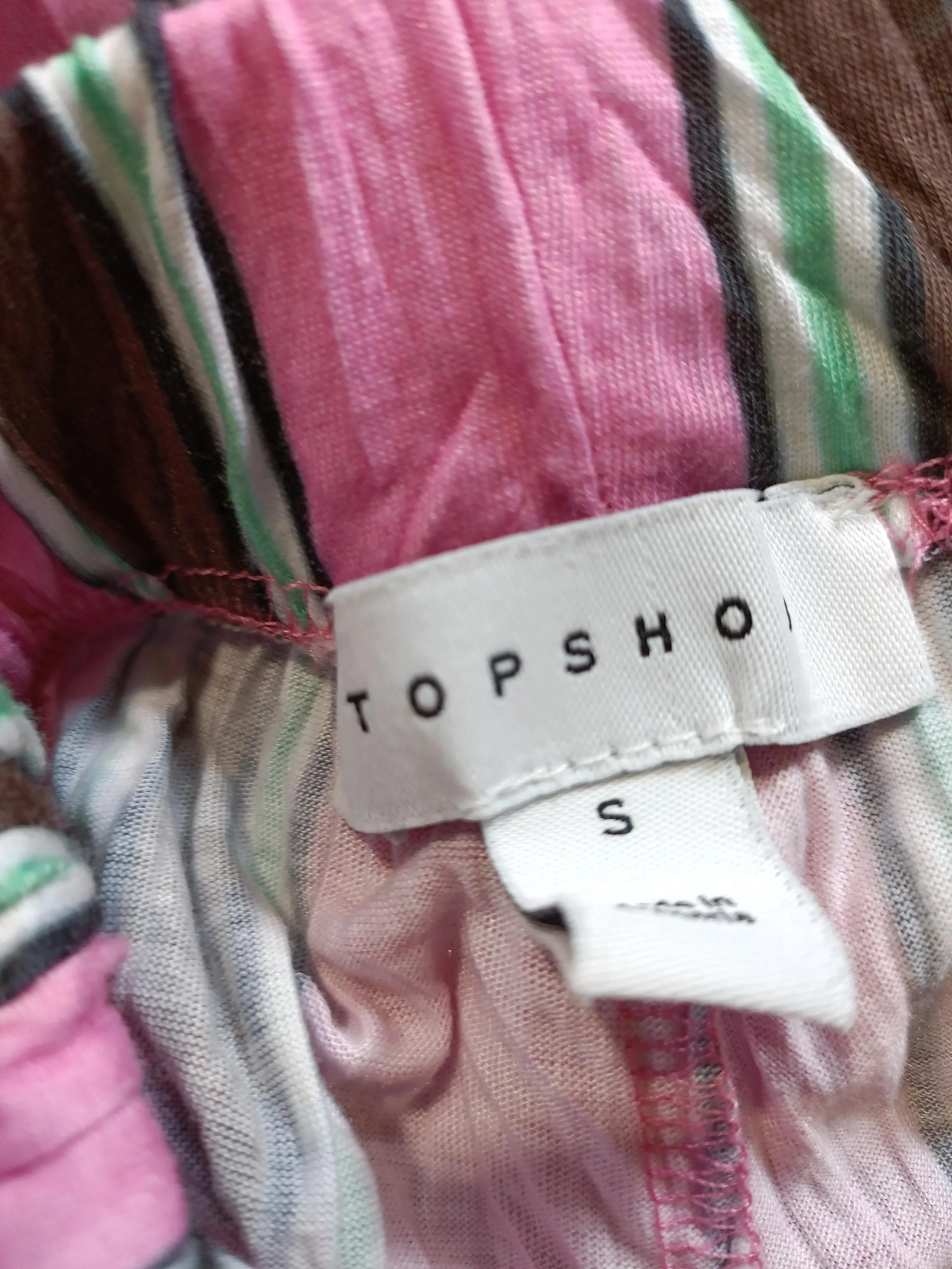 Topshop Women's Trousers S Pink Striped 100% Polyester Wide-Leg Sweatpants - Image 5