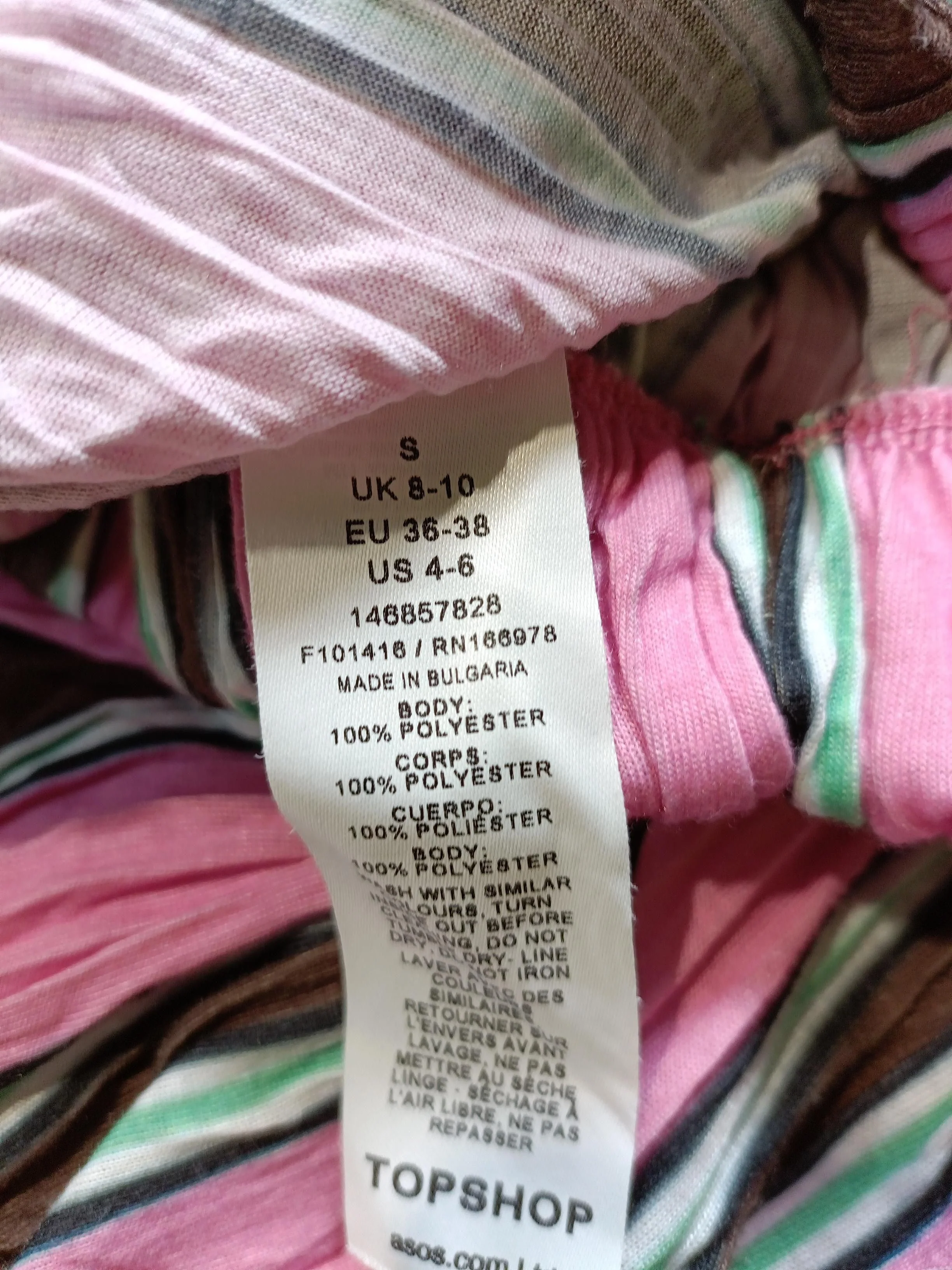 Topshop Women's Trousers S Pink Striped 100% Polyester Wide-Leg Sweatpants - Image 6
