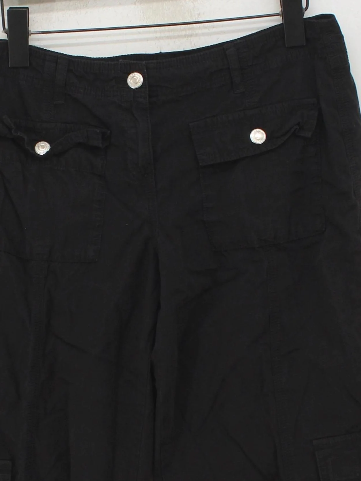 Topshop Women's Trousers UK 10 Black Cotton with Polyester Tapered Cargo - Image 3