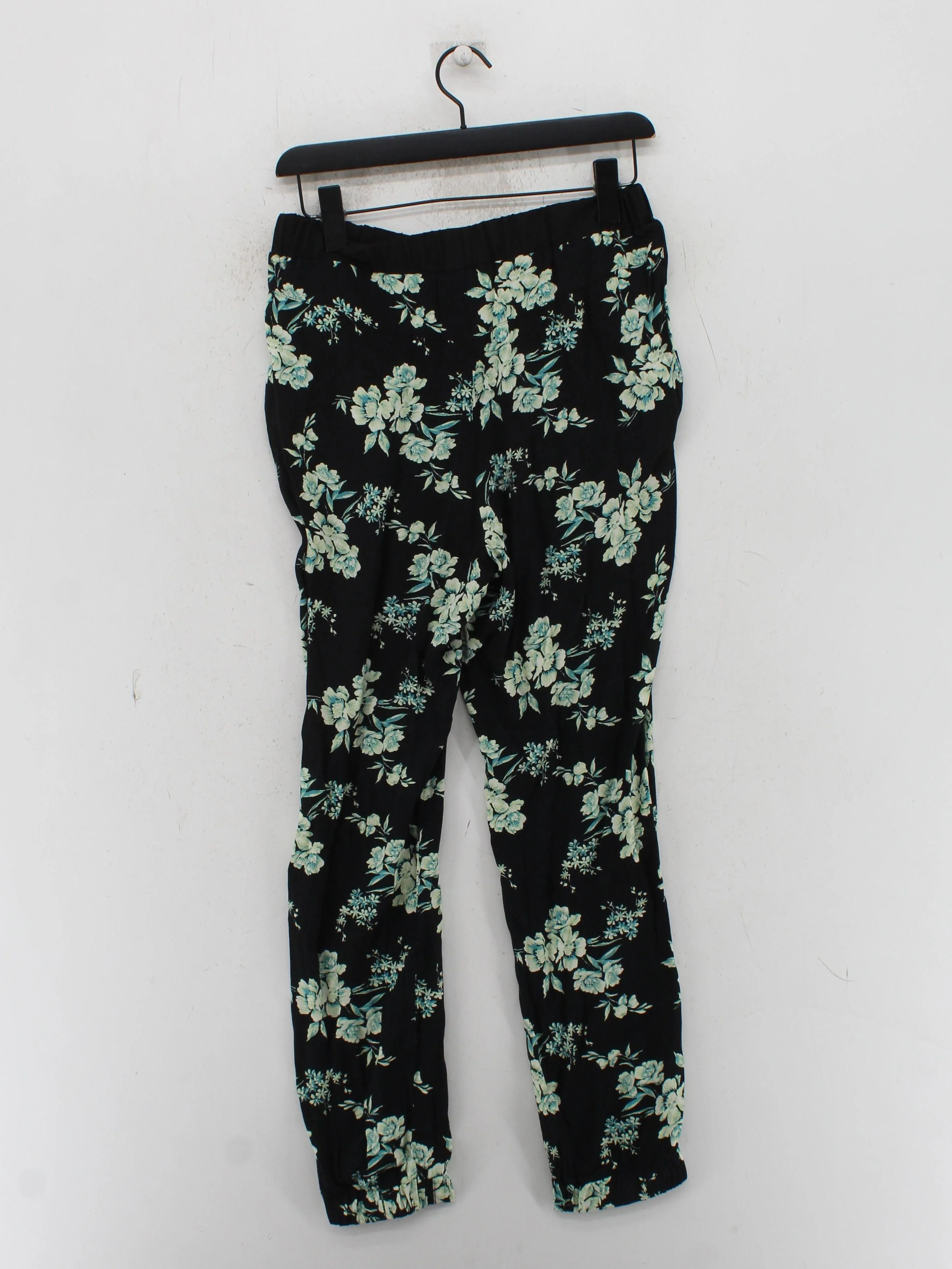 Topshop Women's Trousers UK 10 Black Floral 100% Other Tapered Chino - Image 2