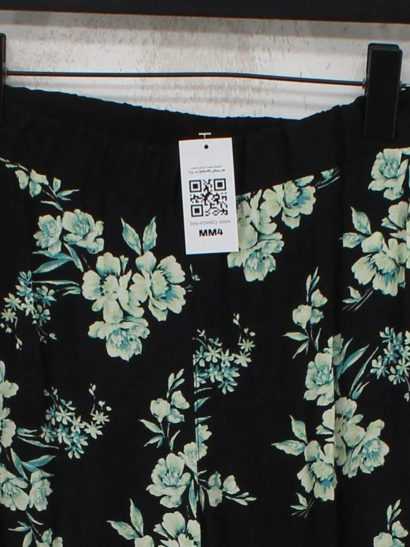 Topshop Women's Trousers UK 10 Black Floral 100% Other Tapered Chino - Image 3