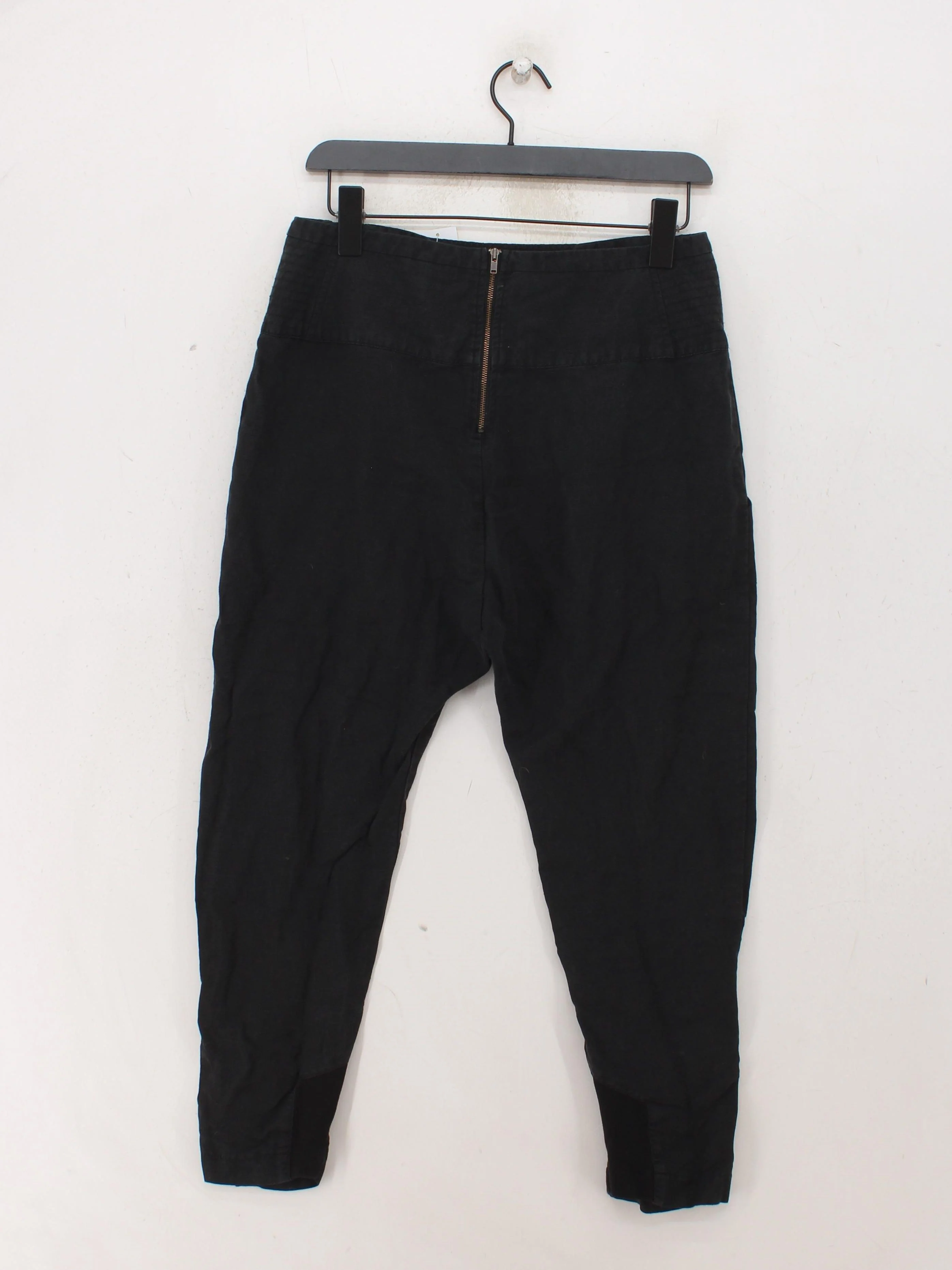 Topshop Women's Trousers UK 10 Black Linen with Lyocell Modal Wide-Leg Cropped - Image 2