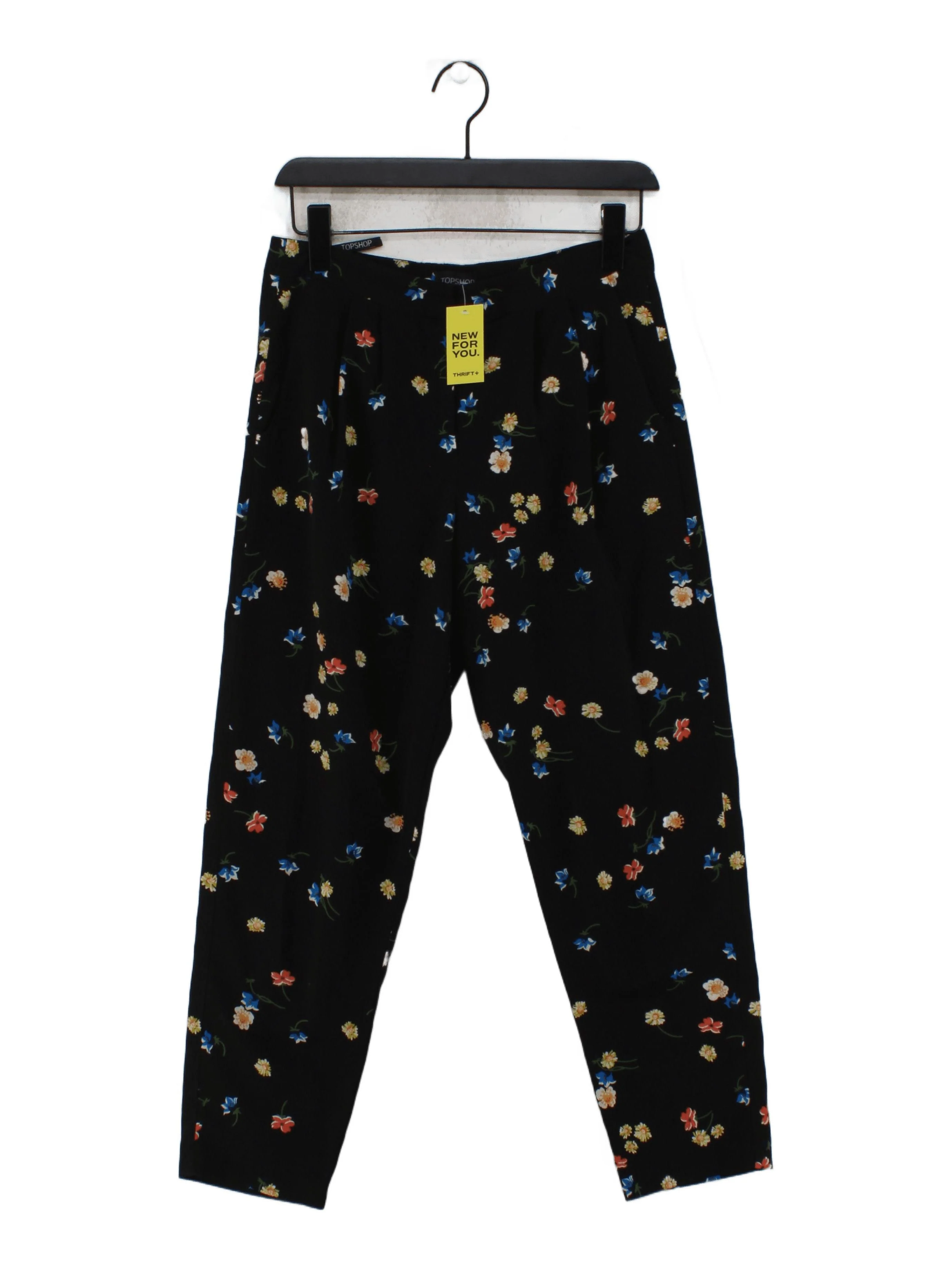 Topshop Women's Trousers UK 10 Black Polyester with Elastane Chino