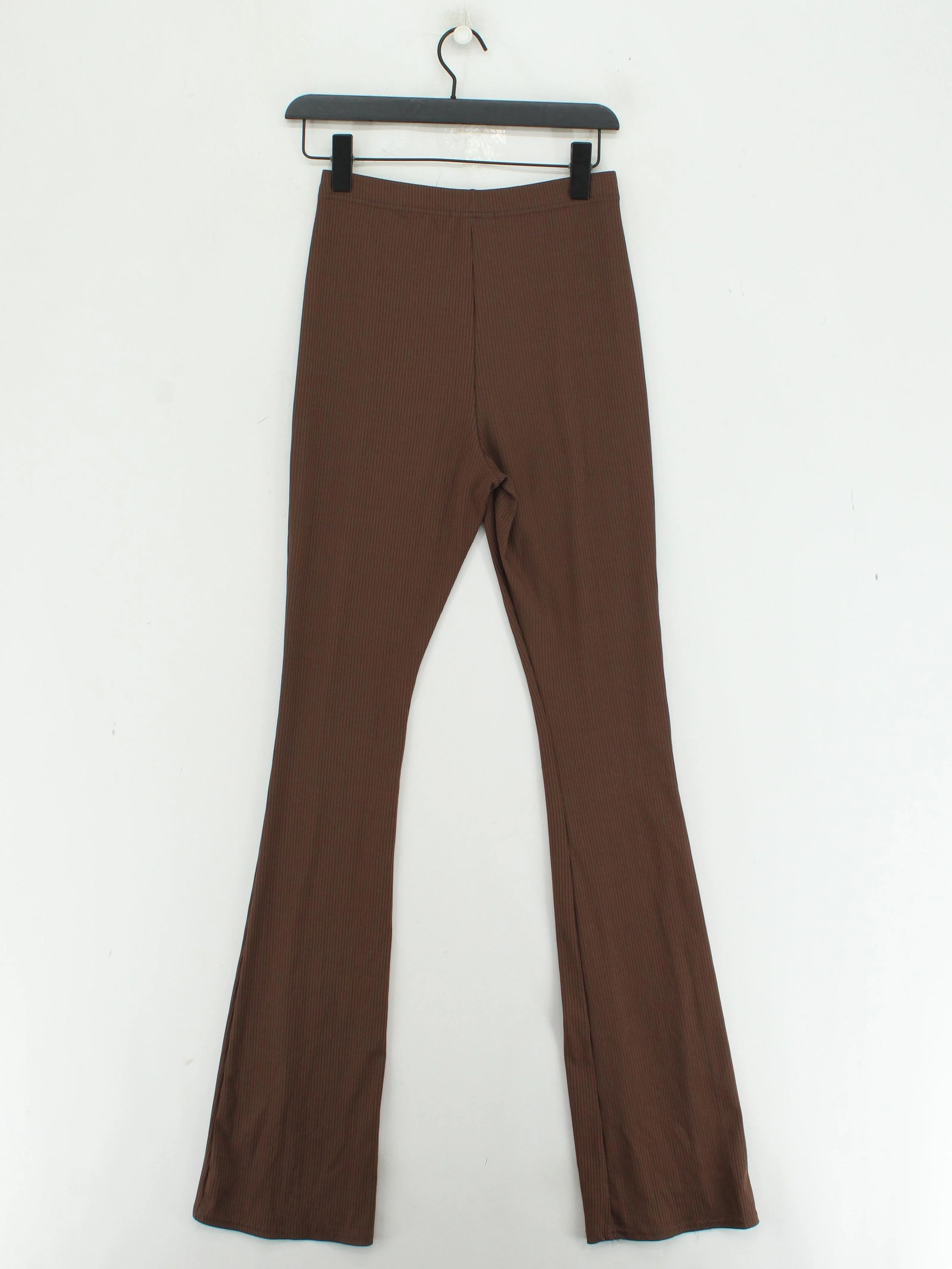 Topshop Women's Trousers UK 10 Brown Polyester with Elastane Flared Sweatpants - Image 2