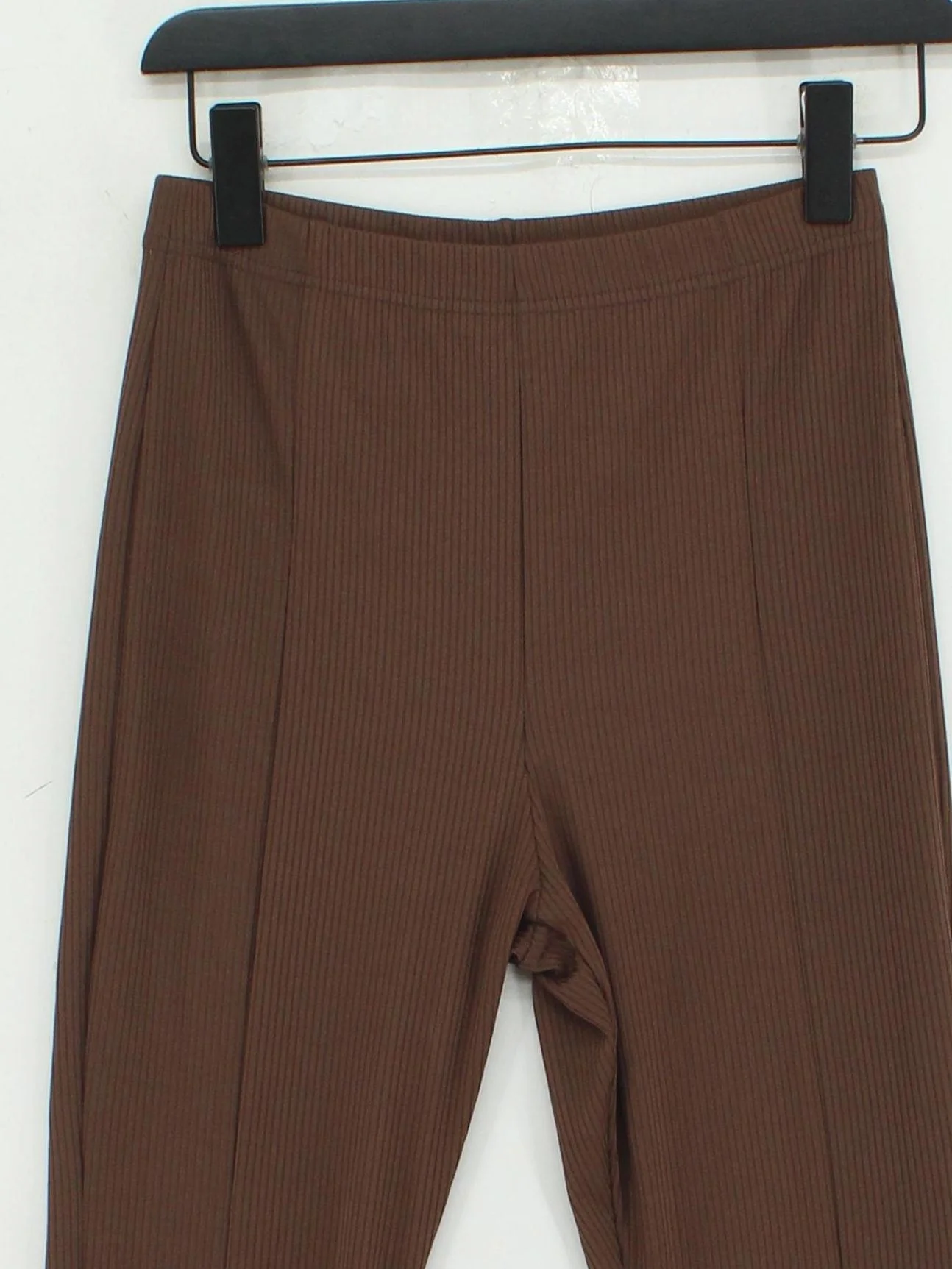 Topshop Women's Trousers UK 10 Brown Polyester with Elastane Flared Sweatpants - Image 3