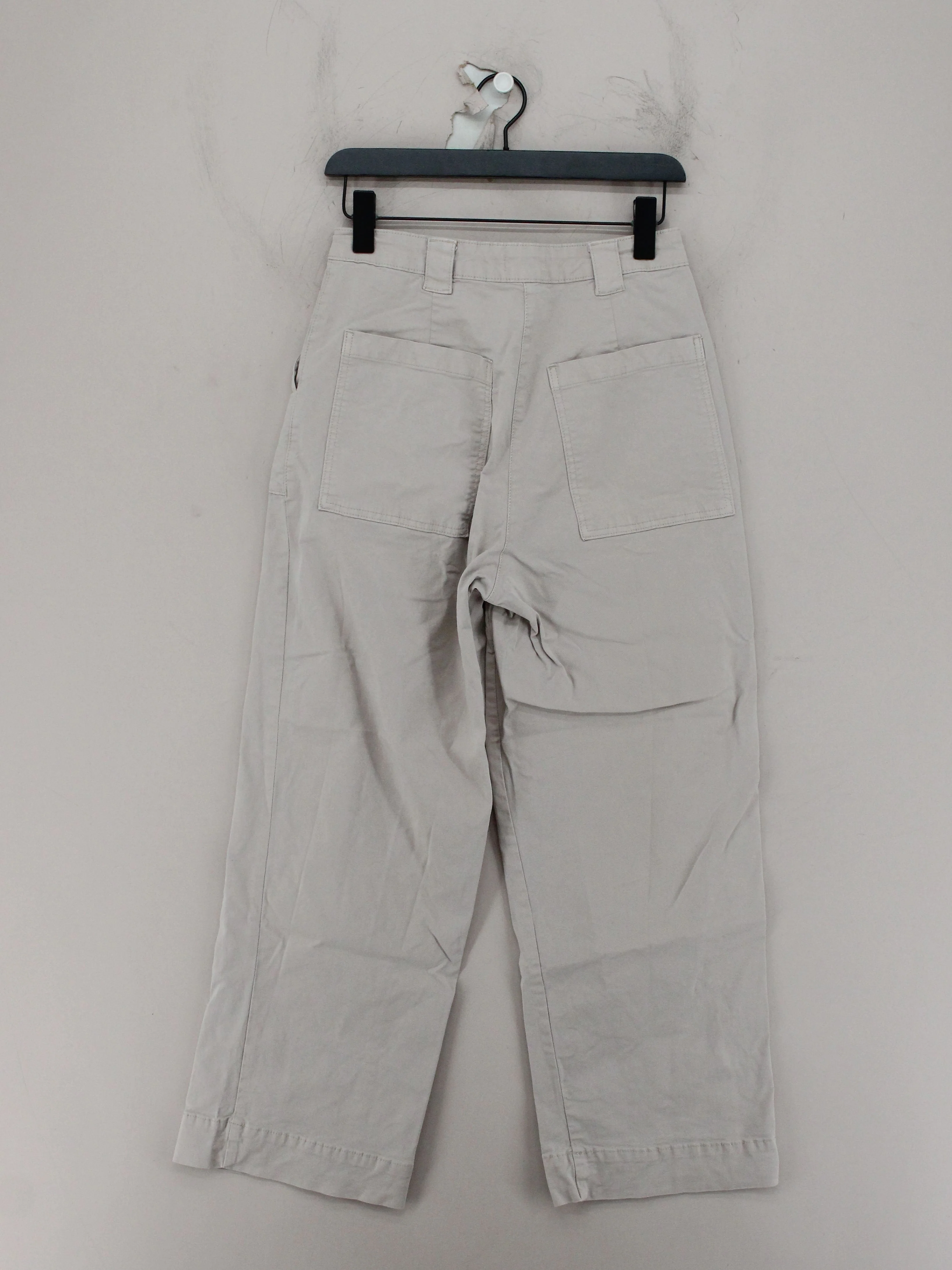 Topshop Women's Trousers UK 10 Cream Cotton with Elastane Wide-Leg Cropped - Image 2