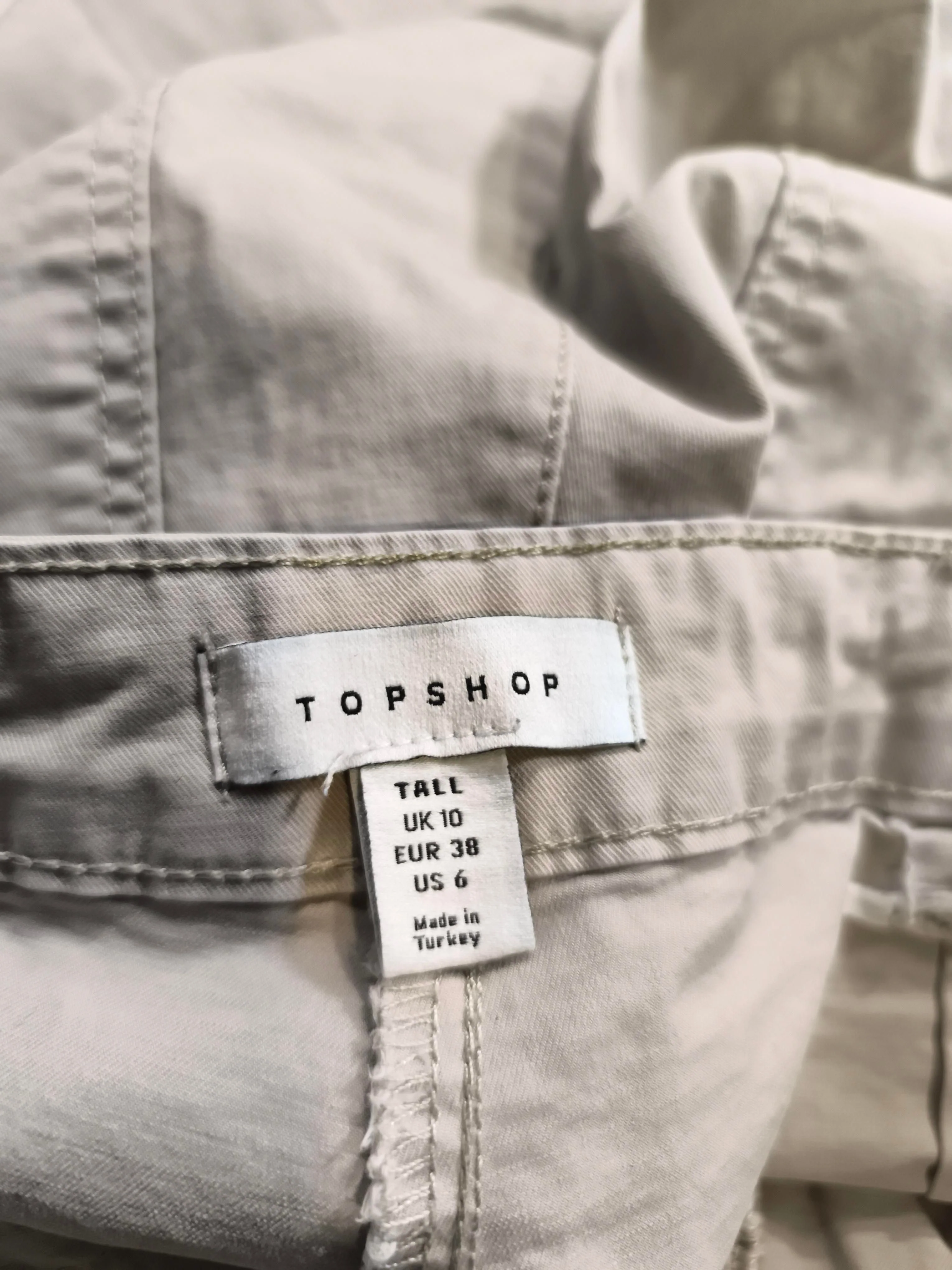 Topshop Women's Trousers UK 10 Cream Cotton with Elastane Wide-Leg Cropped - Image 5