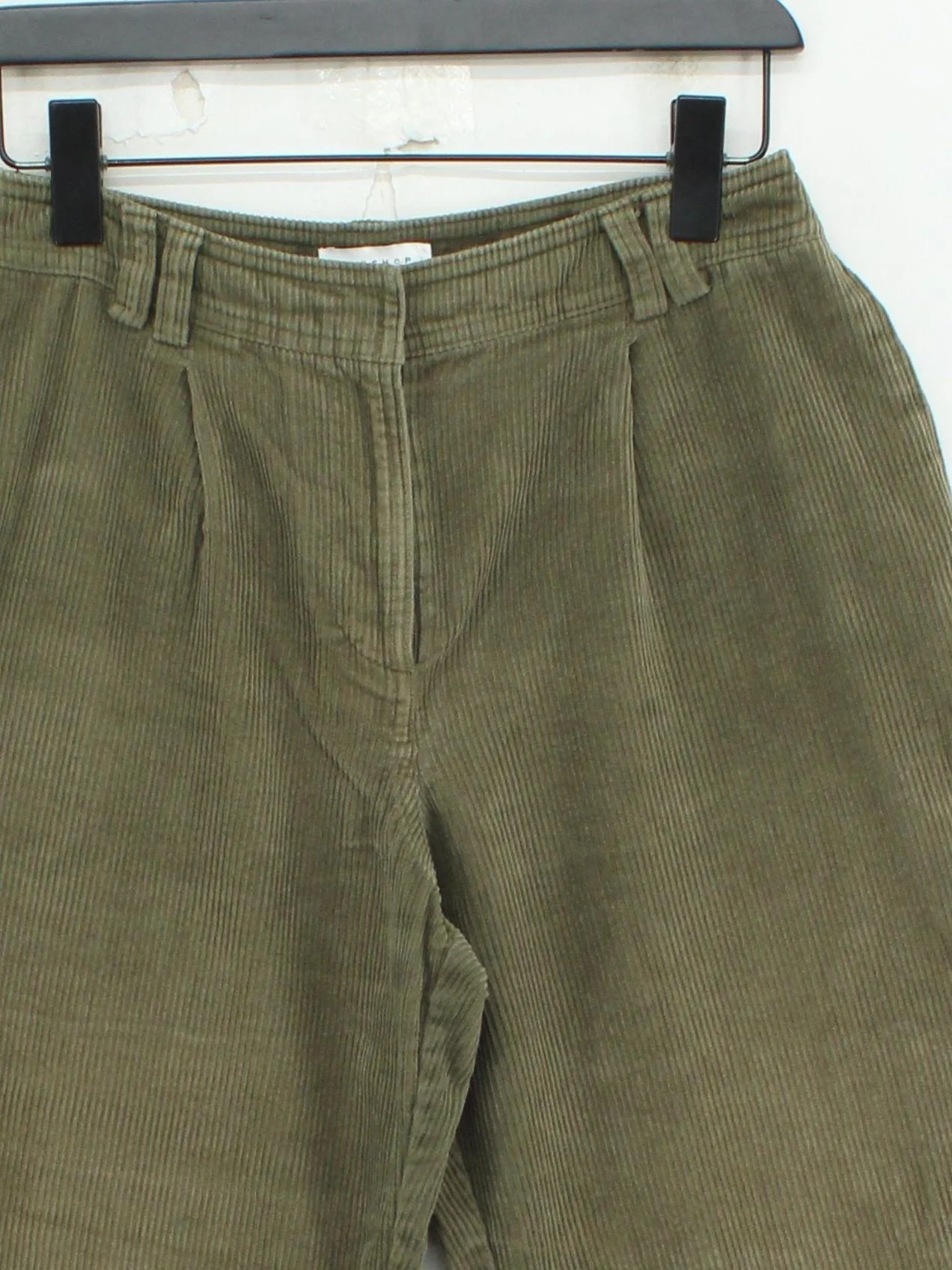 Topshop Women's Trousers UK 10 Green 100% Cotton Wide-Leg Cropped - Image 3
