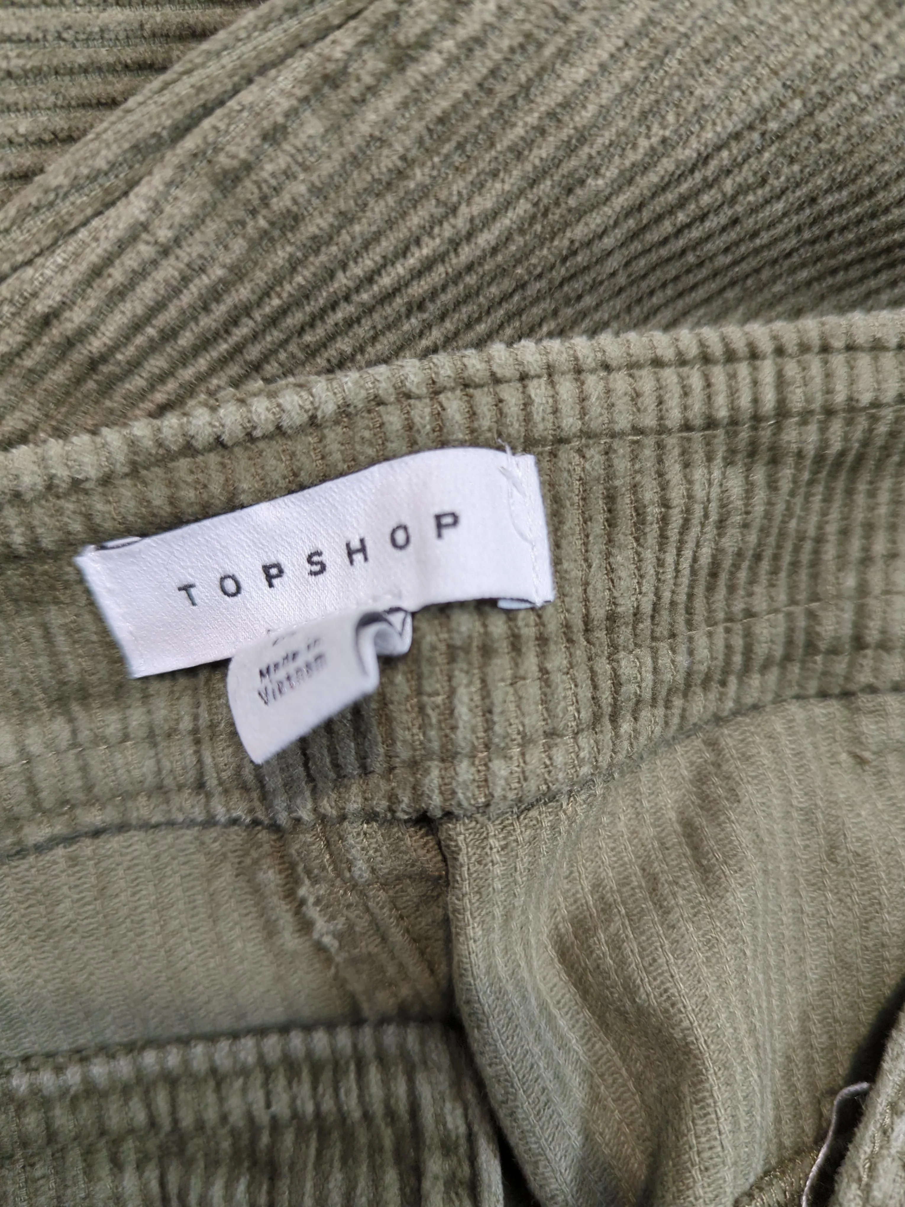 Topshop Women's Trousers UK 10 Green 100% Cotton Wide-Leg Cropped - Image 6