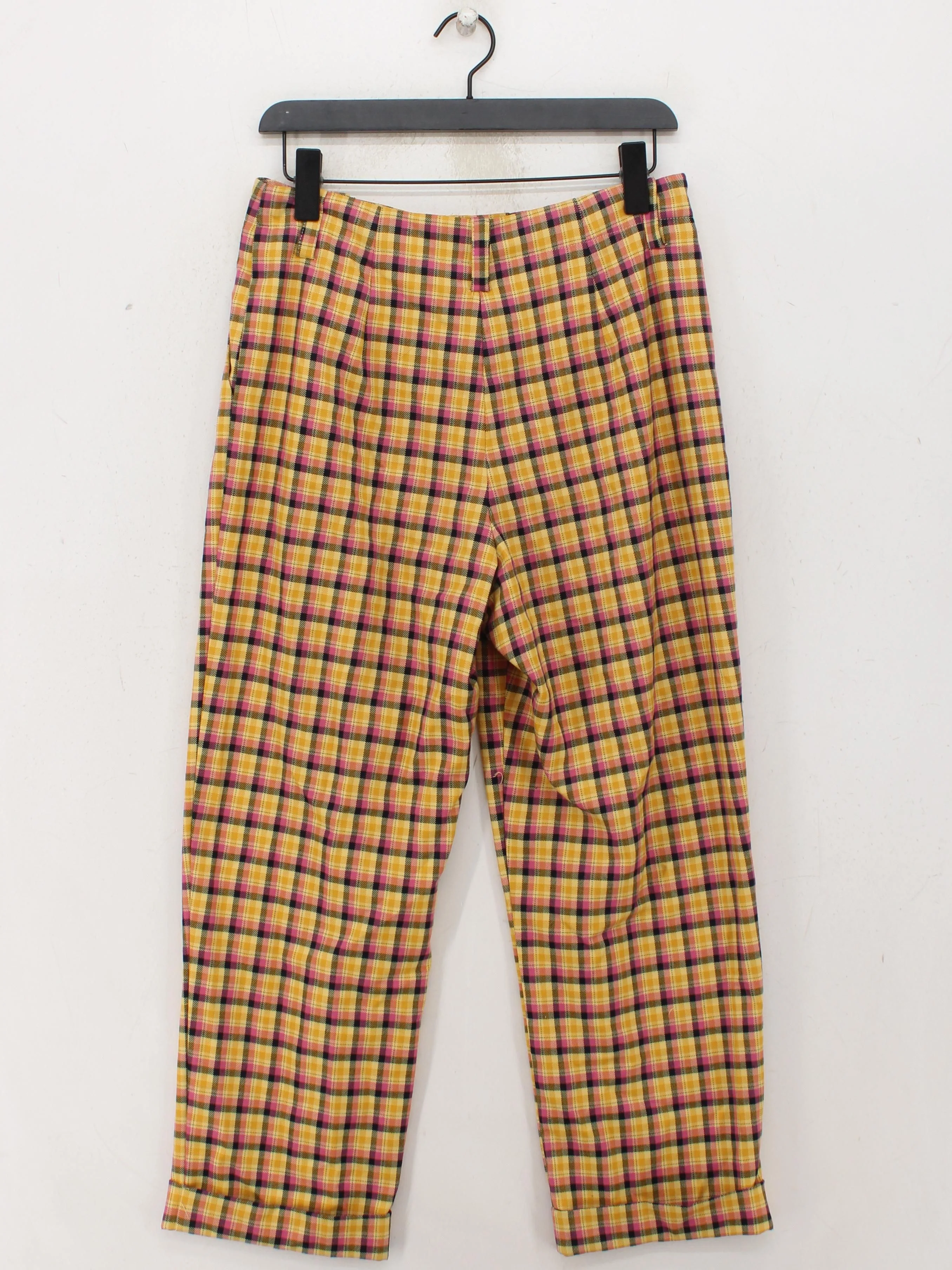 Topshop Women's Trousers UK 12 Yellow Cotton with Viscose, Elastane Cropped - Image 2