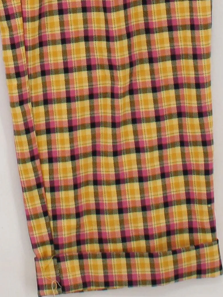 Topshop Women's Trousers UK 12 Yellow Cotton with Viscose, Elastane Cropped - Image 4